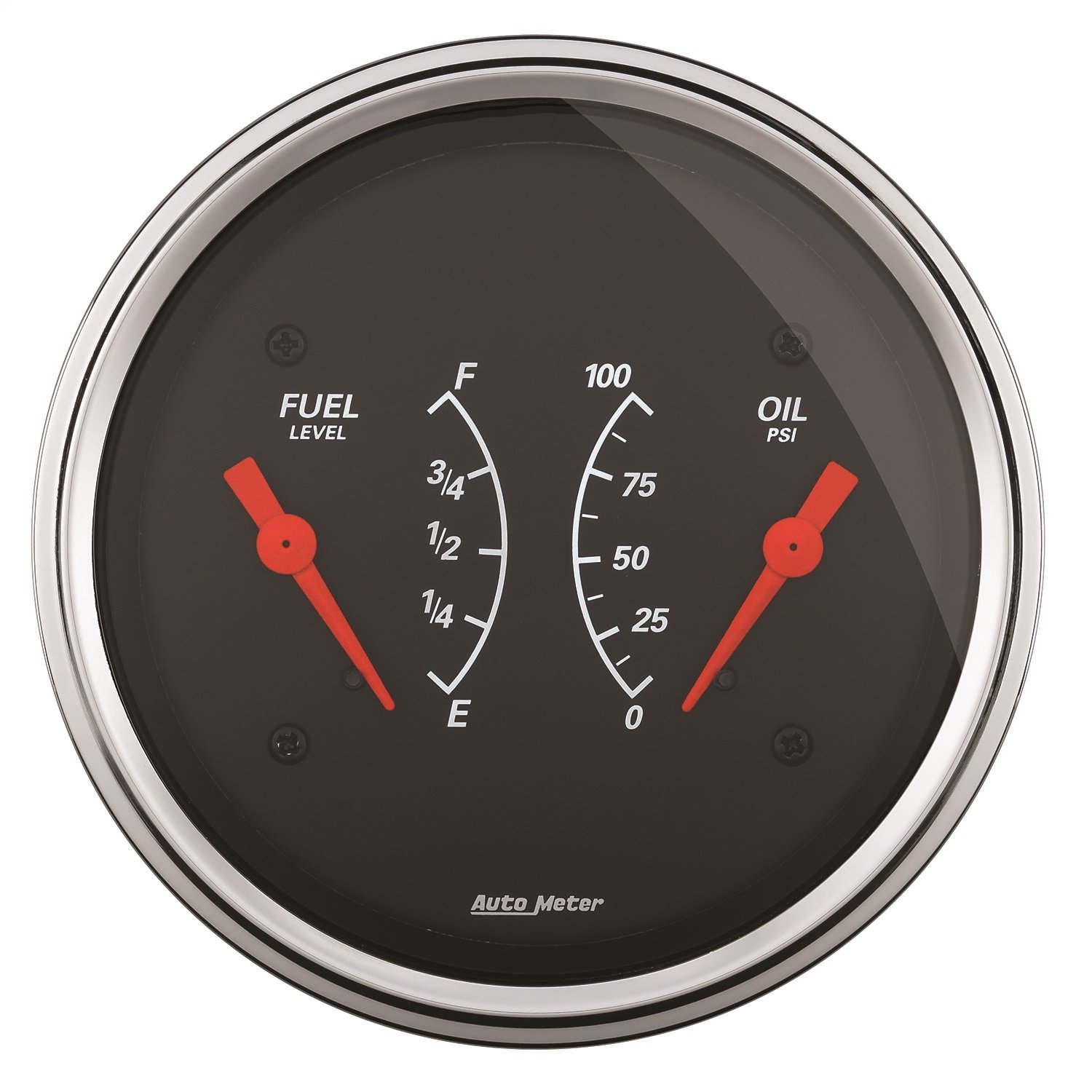 AUTO METER 1434 Designer Black Oil and Fuel Pressure Dual Gauge - Perfect for Car, Truck & Motorcycle Engine Performance Monitoring