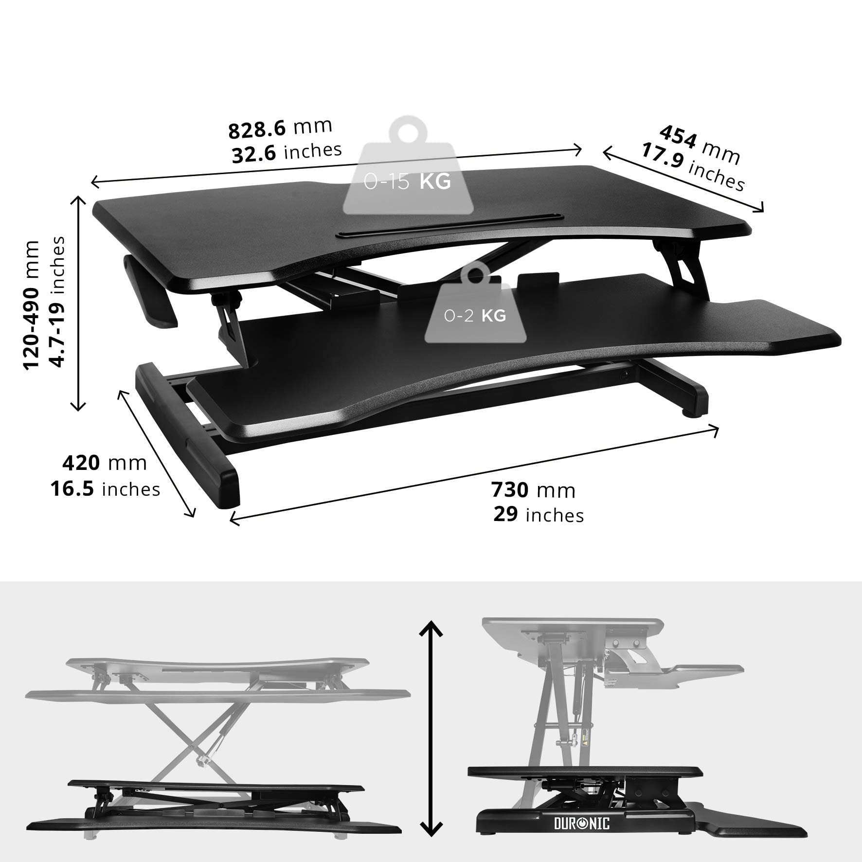 Duronic DM05D17 Sit Stand Desk - 32.3