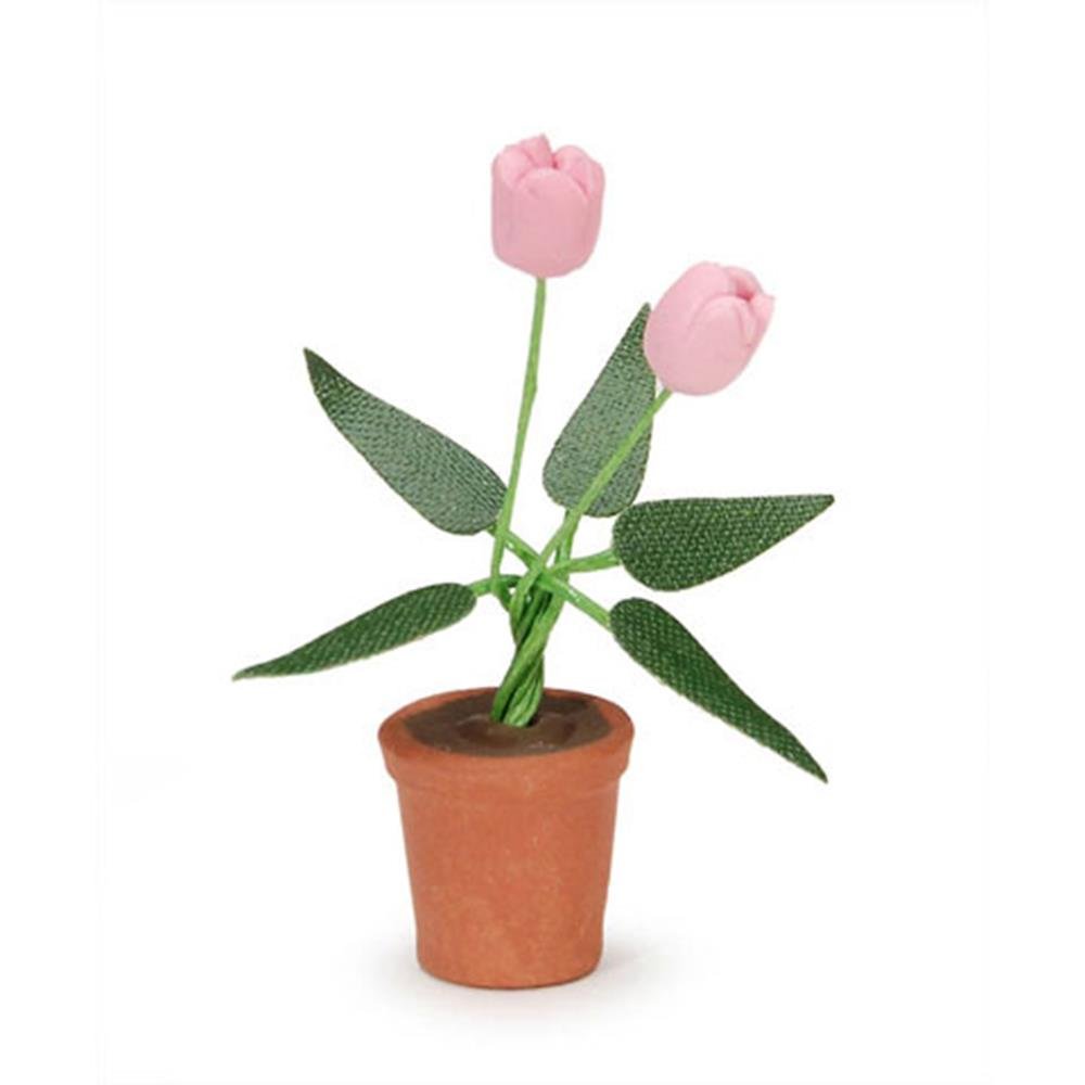 Mini Ceramic Flower Pot with Pink Tulips - Small Decorative Planter for Succulents, Herbs & Indoor Plants - Perfect for Home, Office & Garden Decor