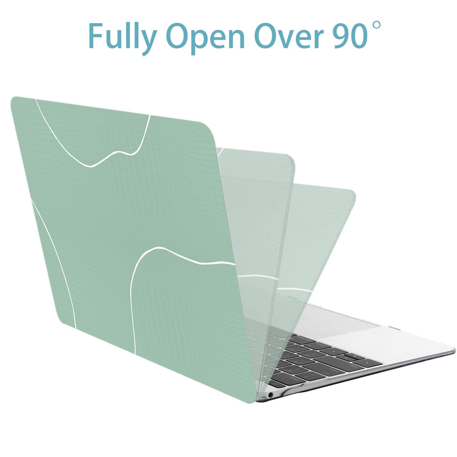 KSK KAISHEK MacBook Air 13 Inch Case (2018-2020 Models A2337 M1/A2179/A1932) - Durable Plastic Crocodile Pattern Protective Cover with Keyboard Protector in Green - Perfect for Work, Travel & School Use