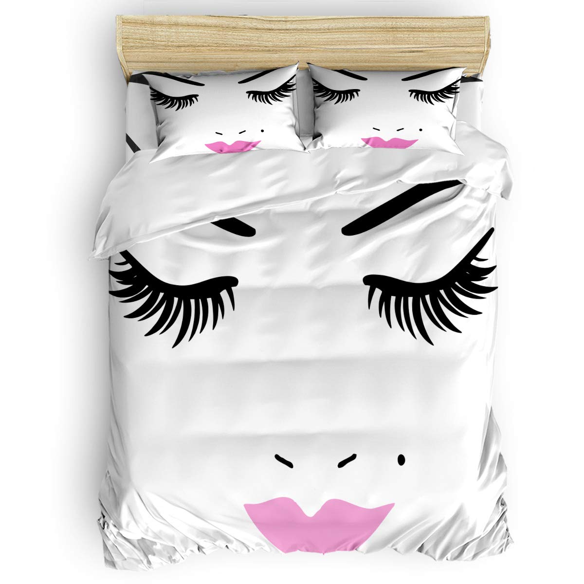 Three Sunflower 4-Piece Full Size Duvet Cover Set - Luxury Soft Bedding with Beauty Makeup Fashion Design (1 Duvet Cover, 1 Sheet, 2 Pillowcases) - Perfect for Modern Bedrooms, Guest Rooms & Dorm Decor