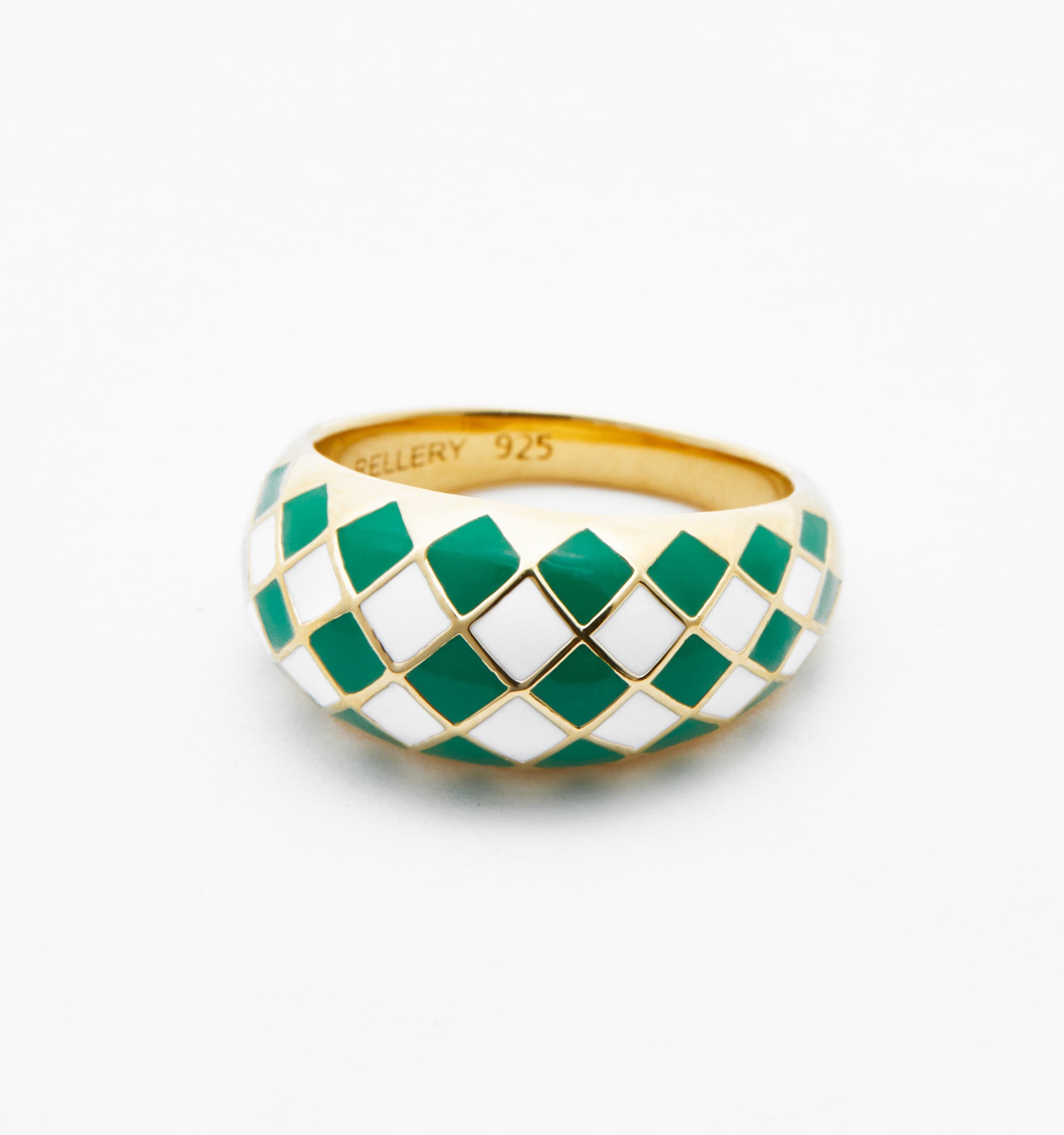 Emerald Green Checker Ring for Women - Vintage Style Adjustable Statement Ring - Perfect for Parties, Weddings & Everyday Fashion