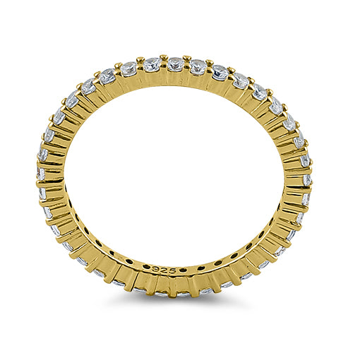 14K Gold Plated Sterling Silver Cubic Zirconia Eternity Ring for Women - Perfect for Weddings, Anniversaries & Special Occasions