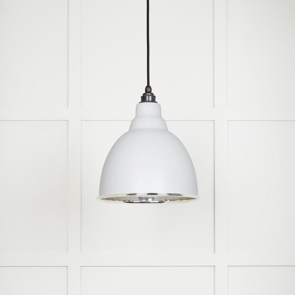Smooth Nickel Brindley Pendant Light Fixture - Modern Industrial Ceiling Lamp with Adjustable Cord (Black/Copper/Gold) - Perfect for Kitchen Island, Dining Room & Bedroom Lighting