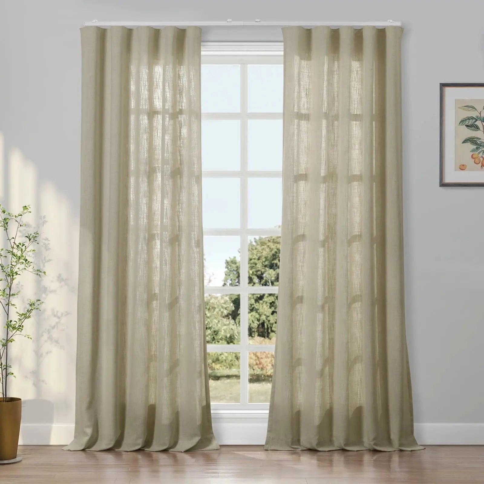 Liz Linen Ripple Fold Drapery Curtains - Elegant Window Treatments for Living Room & Bedroom Decor