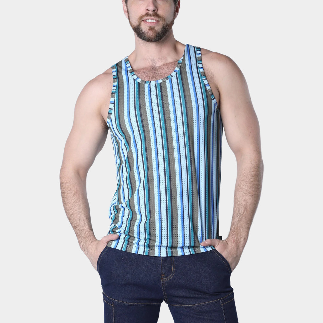 Timoteo Balboa Mesh Tank Top - Blue Stripe for Women | Breathable & Comfortable Summer Wear | Perfect for Beach, Gym & Casual Outfits