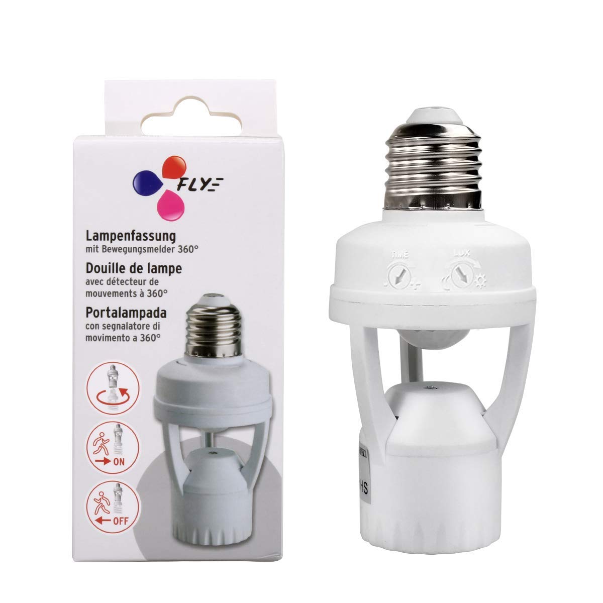 PIR Motion Sensor Light Socket Adapter - E26 Screw Bulb Base, Auto On/Off Night Light Control for Garage, Storage Room, Closet & Outdoor Lighting (Smart Sensor Bulb Adapter) - Perfect for Energy-Efficient Home Security & Convenient Hands-Free Lighting