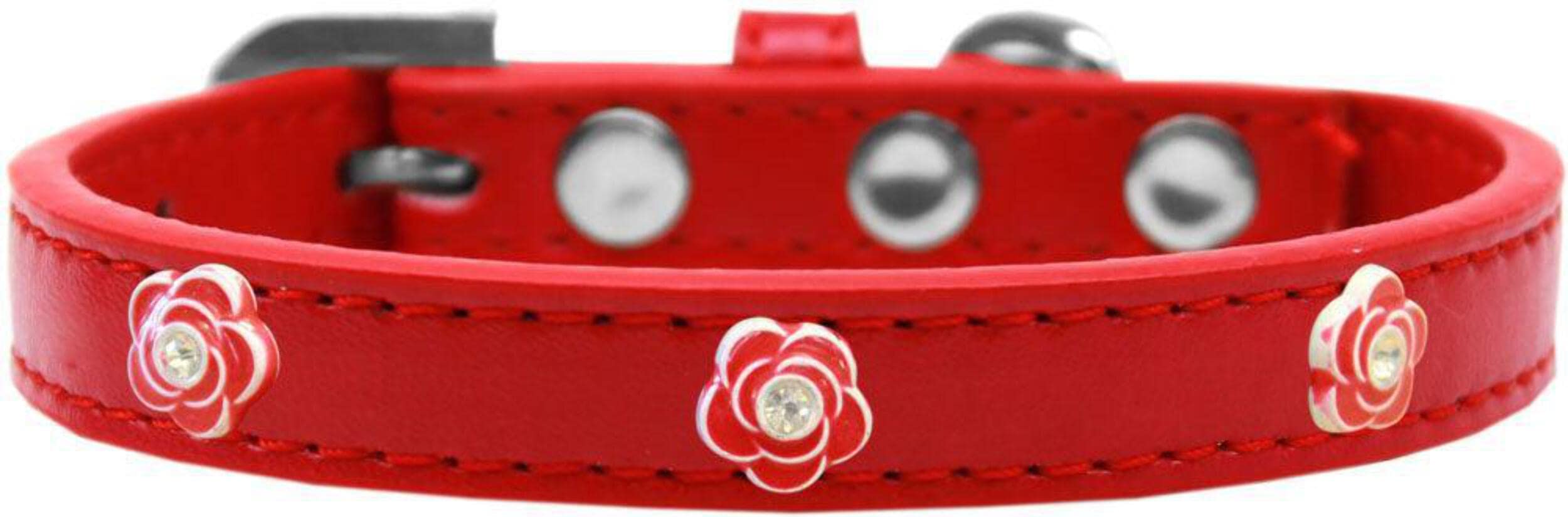 Red Roses Dog Collar for Small & Large Dogs - Adjustable Pet Fashion Collar with Floral Design - Perfect for Daily Walks, Training & Special Occasions
