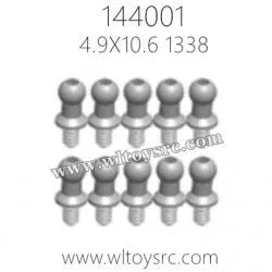 WLTOYS 144001 RC Car Parts - 1338 Ball Head Screw 4.9x10.6mm (10-Pack) - Replacement Screws for WLTOYS 144001 RC Car Models - Perfect for DIY Repairs & Maintenance