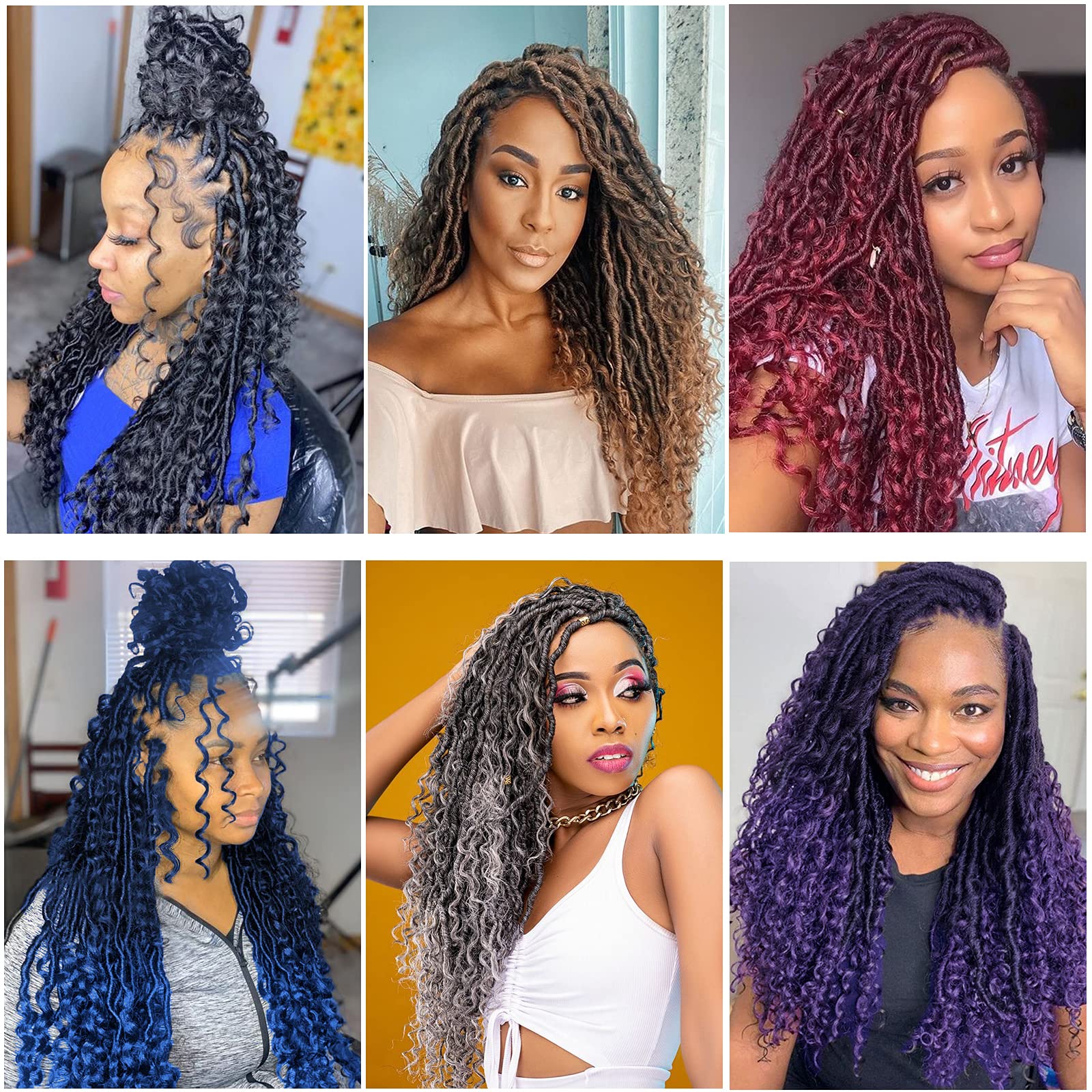 8 Packs 22 Inch Goddess Locs Crochet Hair - 1B Black Faux Locs with Wavy River Curls & Curly Ends for Women | Perfect for Protective Styling, Braiding, and Everyday Wear