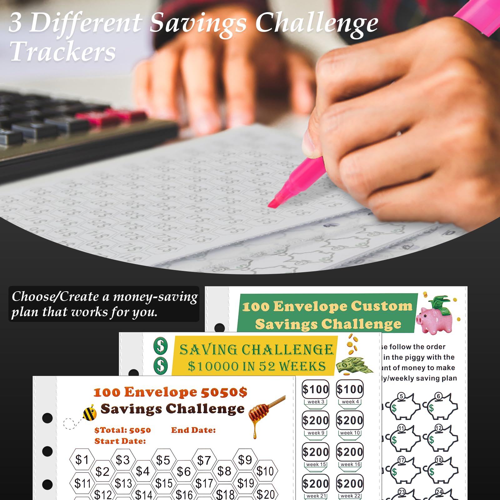 100 Envelopes Money Saving Challenge Binder - A5 Budget Planner with Cash Envelopes & Pen for $5,050 or $10,000 Savings Goals | Fun & Easy Personal Finance Tool for Cash Budgeting, Debt Payoff & Financial Planning at Home