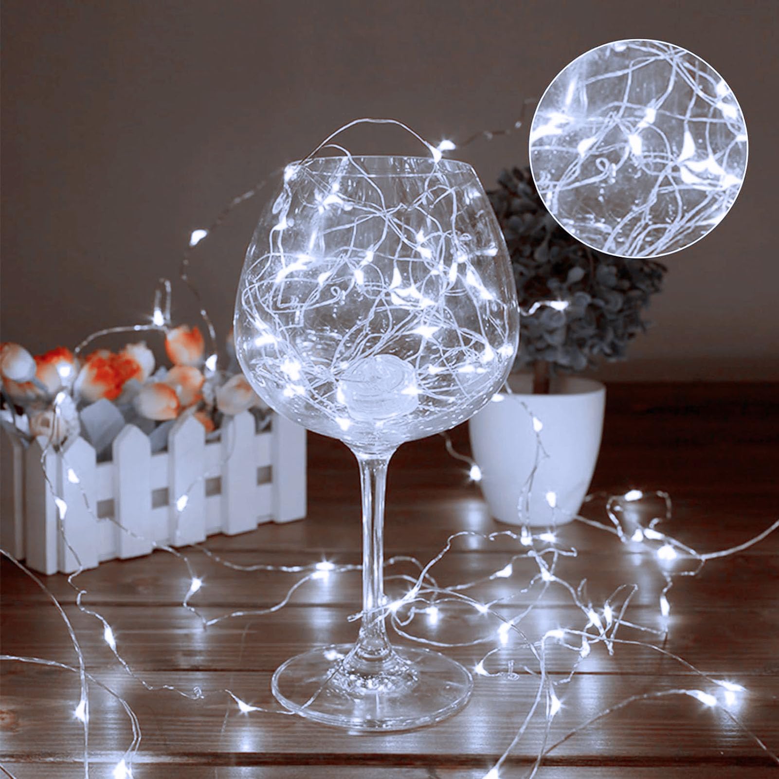 4 Pack 16.4 Ft Battery Operated Fairy Lights - 50 LED Waterproof Christmas String Lights with Auto Timer & 8 Modes, Silver Wire Twinkle Lights for Wedding, Party, Christmas Tree, Home, Garden, and Outdoor Decor (Cool White) - Perfect for Holiday, Bedroom, and Event Lighting