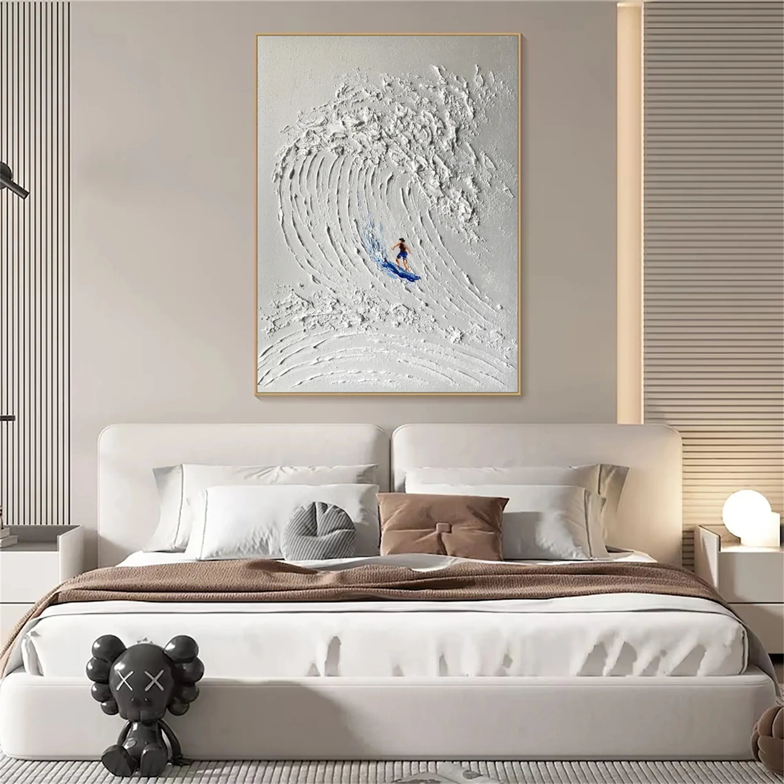 Minimalist Surf Art Textured Canvas Painting - Coastal Beach Decor for Living Room, Bedroom & Office | #MM218