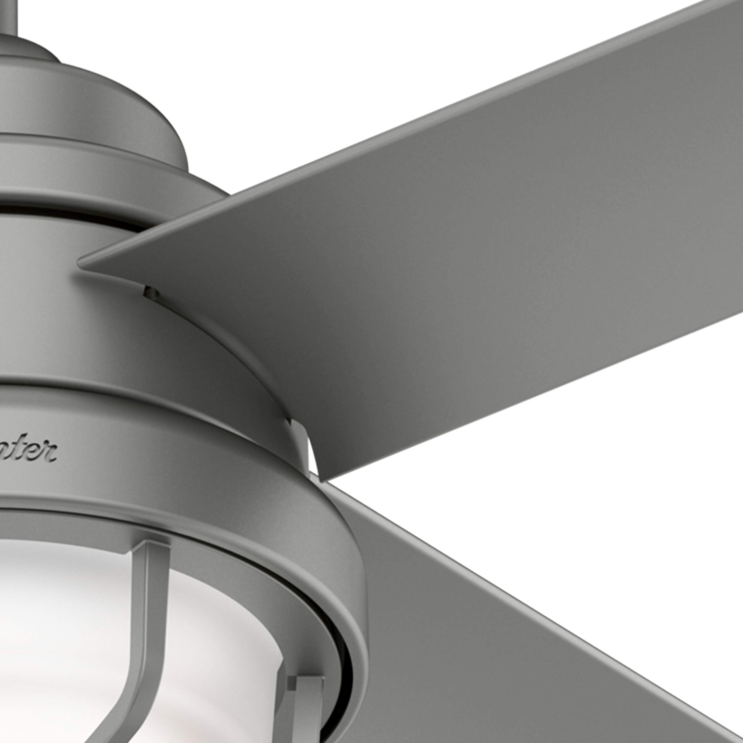 Hunter Fan 54 Inch Matte Silver Outdoor Ceiling Fan with LED Light Kit - Modern Contemporary Design for Patio, Deck & Covered Porch (Renewed)