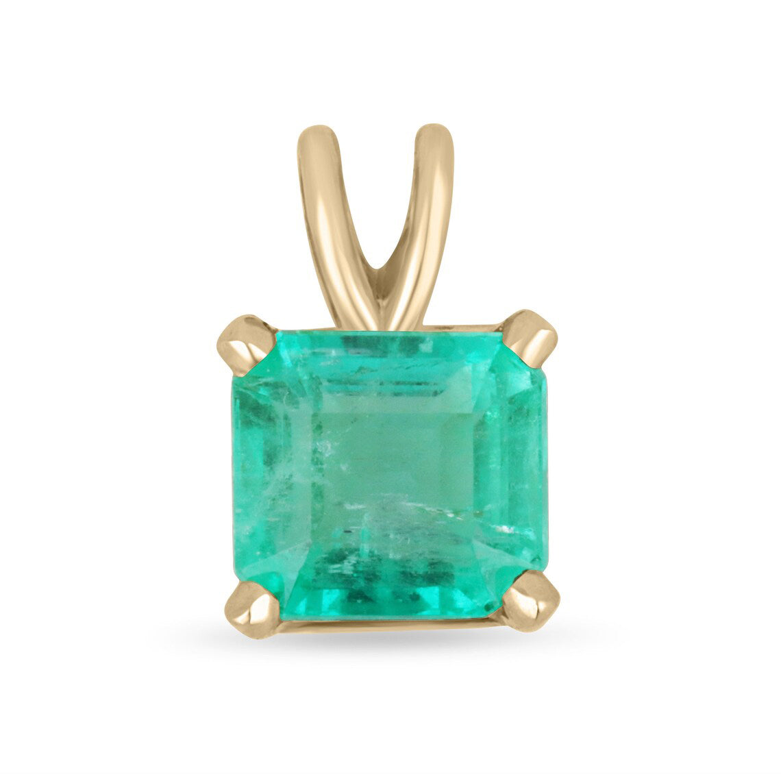 2.50 Carat Colombian Emerald Asscher Cut Solitaire 14K Gold Pendant Necklace - Elegant Jewelry for Weddings, Anniversaries & Special Occasions