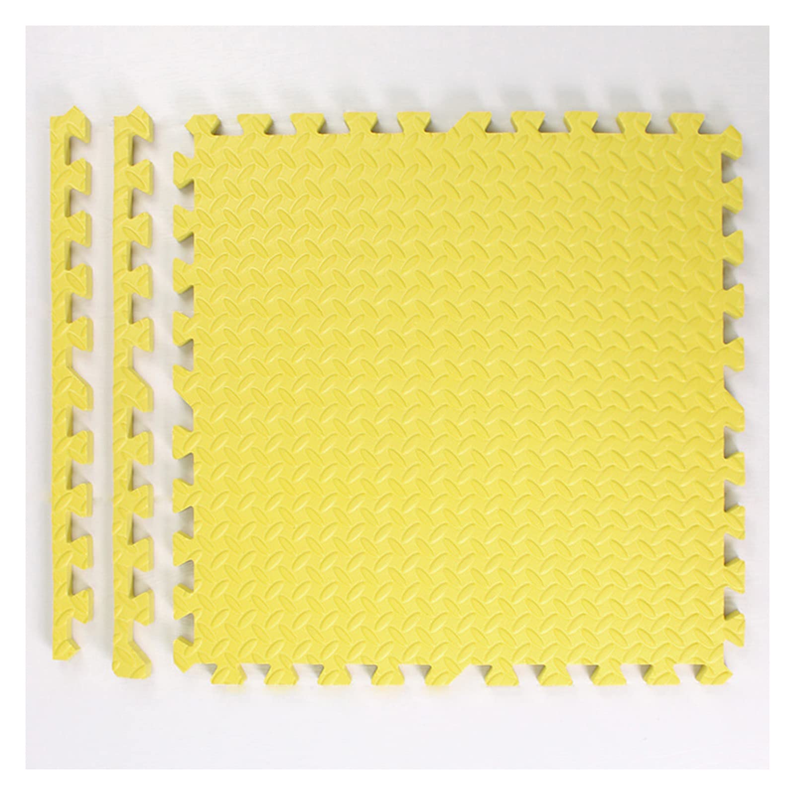 12-Piece Interlocking EVA Foam Floor Tiles - ½ Inch Thick Puzzle Play Mat with Border (24x24 Inch, Yellow) - Non-Slip Gym Mats for Home Workouts, Kids Playroom & Nursery Floor Protection