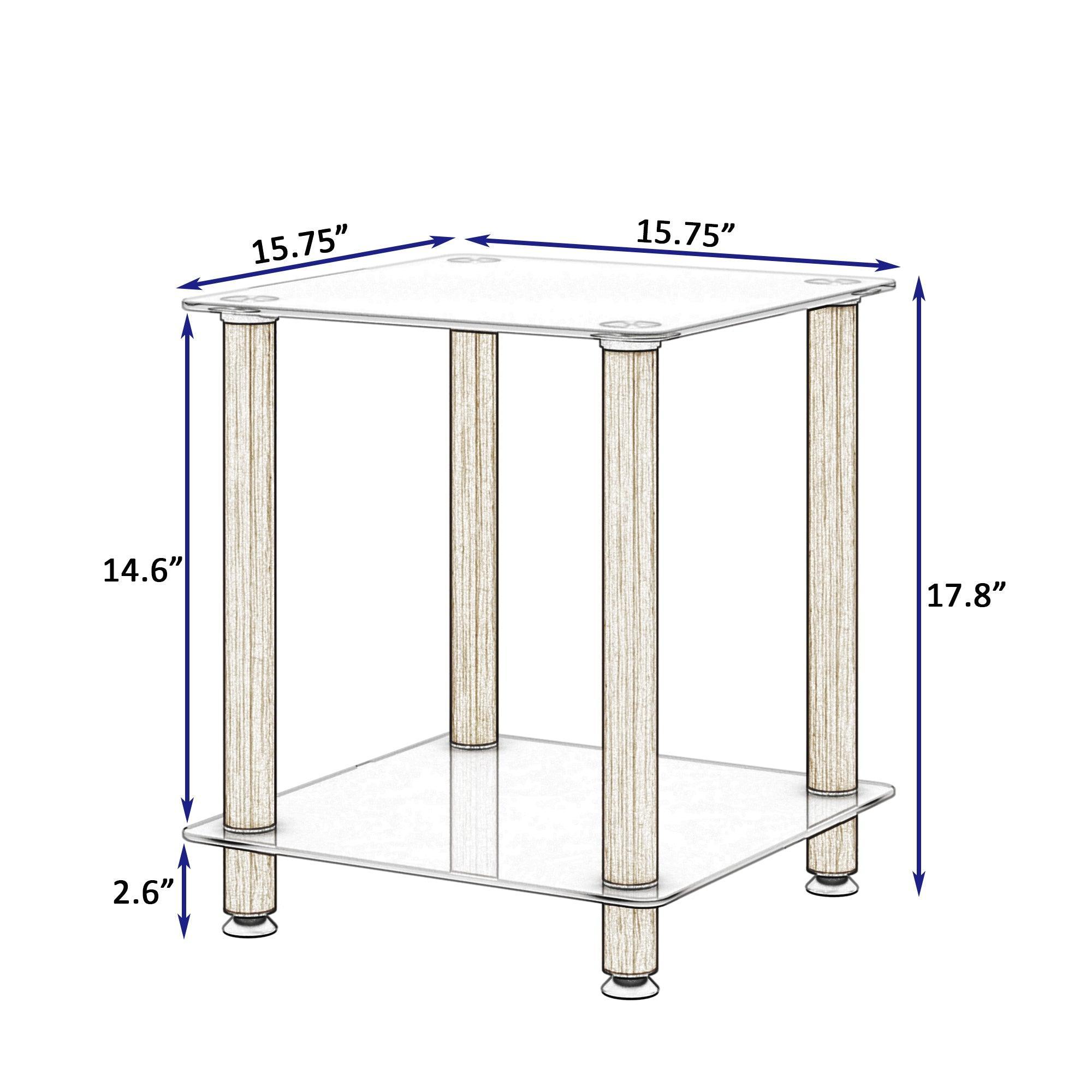 Modern 2-Tier White & Oak Side Table with Storage Shelf - End Table, Nightstand, Sofa Table for Living Room, Bedroom, Office - Space Saving Furniture for Small Spaces
