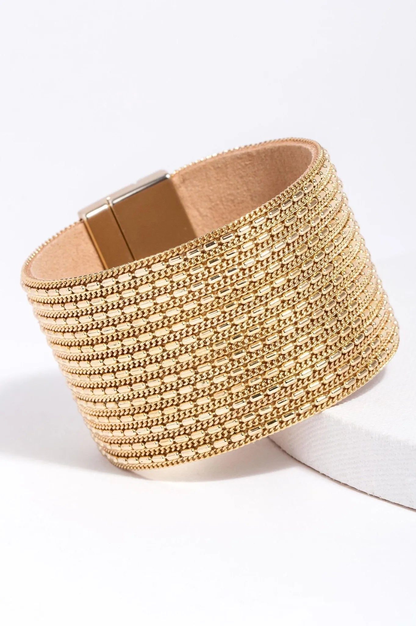 Rock n Roll Bracelet for Women & Men - Stylish Leather & Metal Biker Cuff - Perfect for Concerts, Parties & Everyday Wear