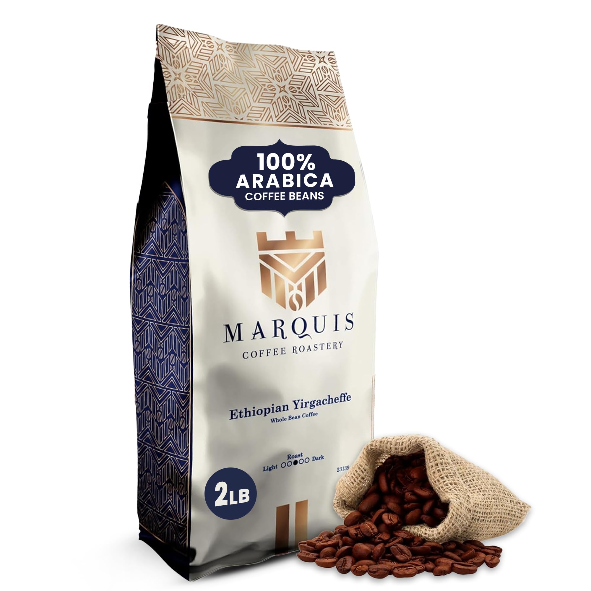 Premium Ethiopian Yirgacheffe Coffee Beans - Rich & Bold Whole Bean, Medium Roast with Fruity Notes, 2 lb Bag | Fresh Gourmet Coffee for Home Brewing, Office Use & Gifts