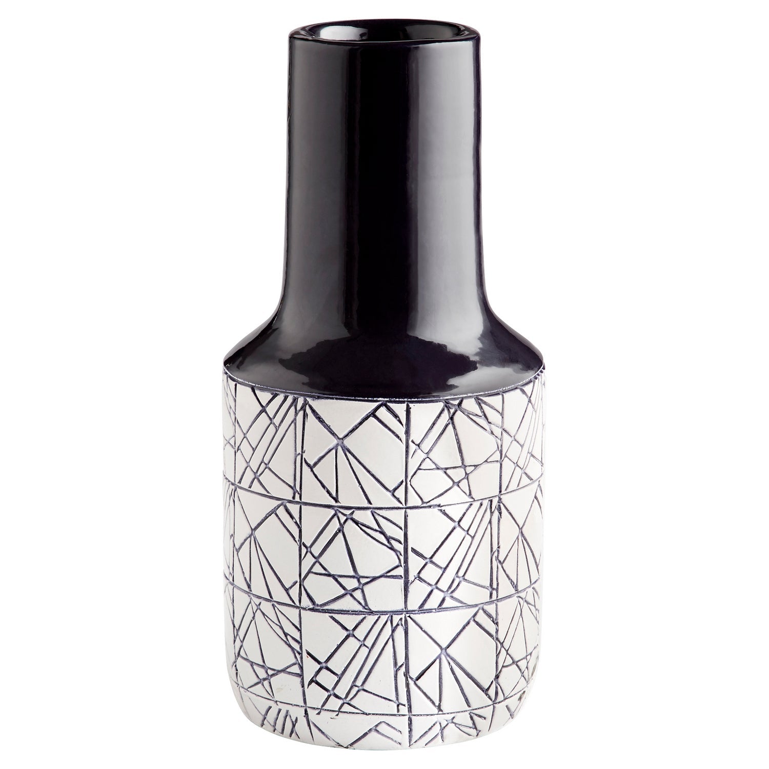 Cyan Design 11126 Dark Zenith Vase - Blue and White Ceramic Floor Vase, Large Home Decor for Living Room, Entryway, or Office Decoration