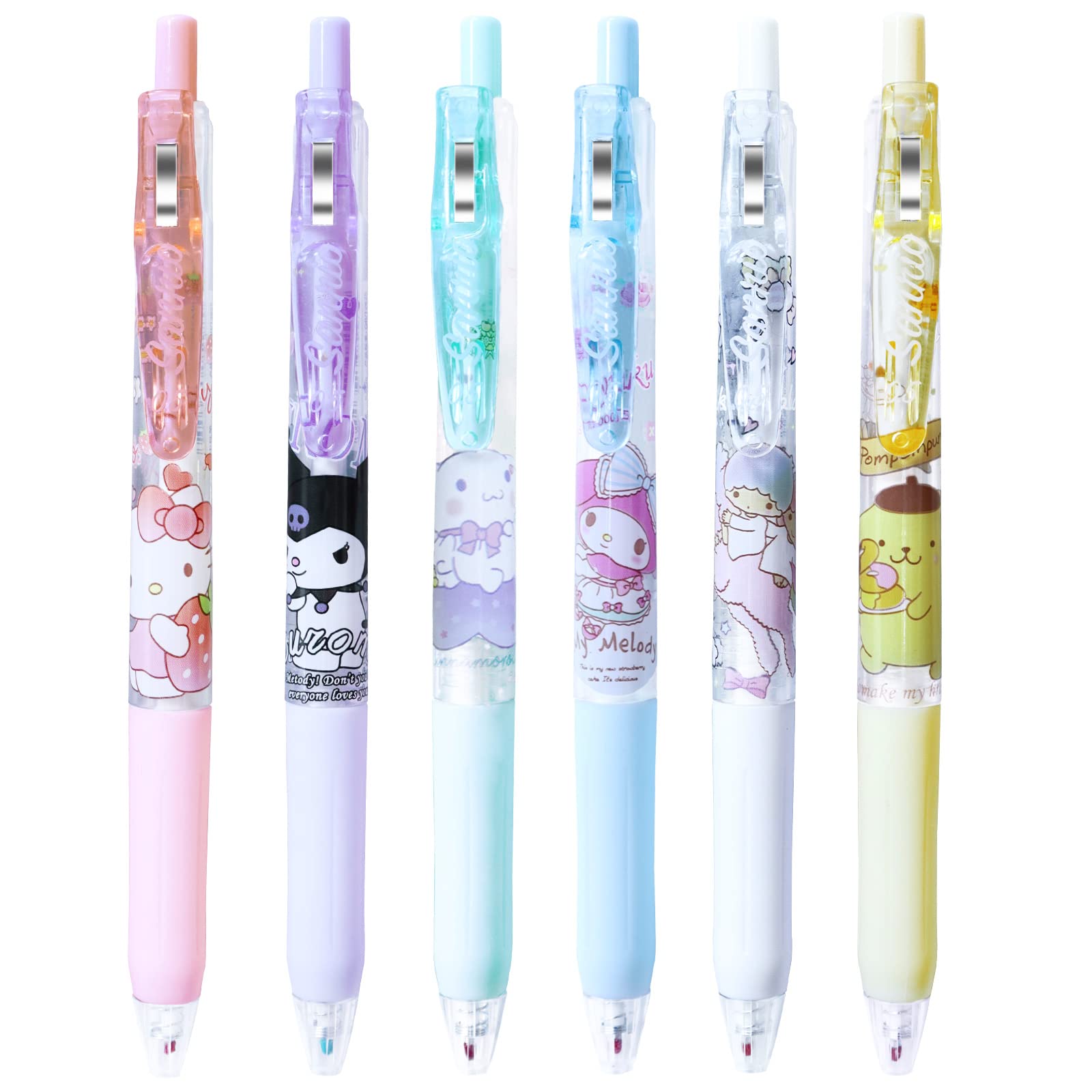 6 Pack Cute Cartoon Kitty Ballpoint Pens - 0.5mm Fine Point Kawaii Anime Writing Pens for School, Office & Journaling - Adorable Cat Stationery Gift for Students & Anime Fans