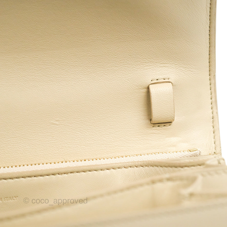 Celine Medium Classic Box Flap Bag in Ivory Calfskin Leather - Elegant Shoulder Bag for Women, Perfect for Work, Date & Special Occasions