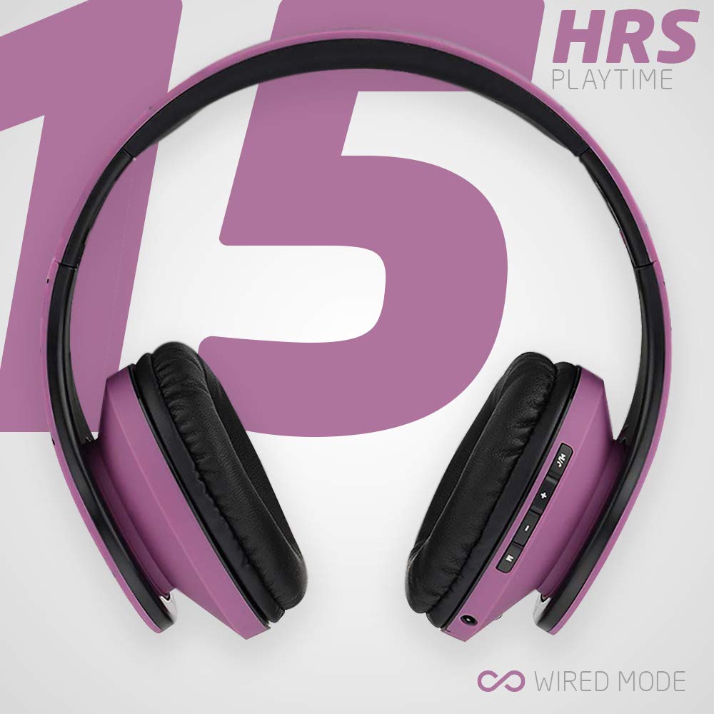 PowerLocus Bluetooth Over-Ear Headphones - Wireless & Wired Stereo Headset with Built-in Mic, Foldable Design, Micro SD/TF & FM Radio - Compatible with iPhone, Samsung, iPad, PC (Purple) - Perfect for Travel, Workouts, and Home Entertainment