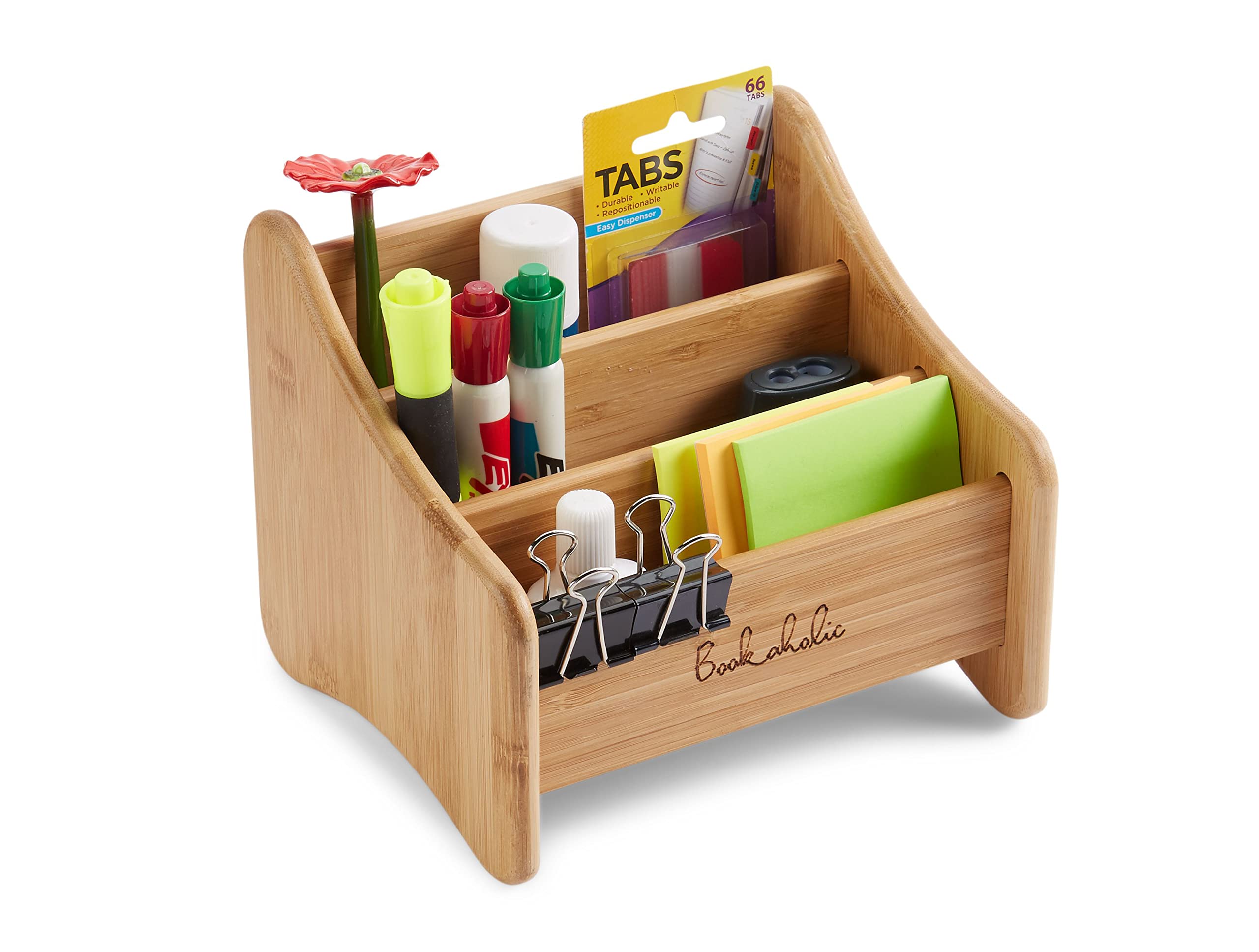 3-Tier Bamboo Desk Organizer - Office Supplies & Toiletries Storage | Perfect for Home Office, Vanity & Craft Table | Bookaholic's Dream Workspace Solution
