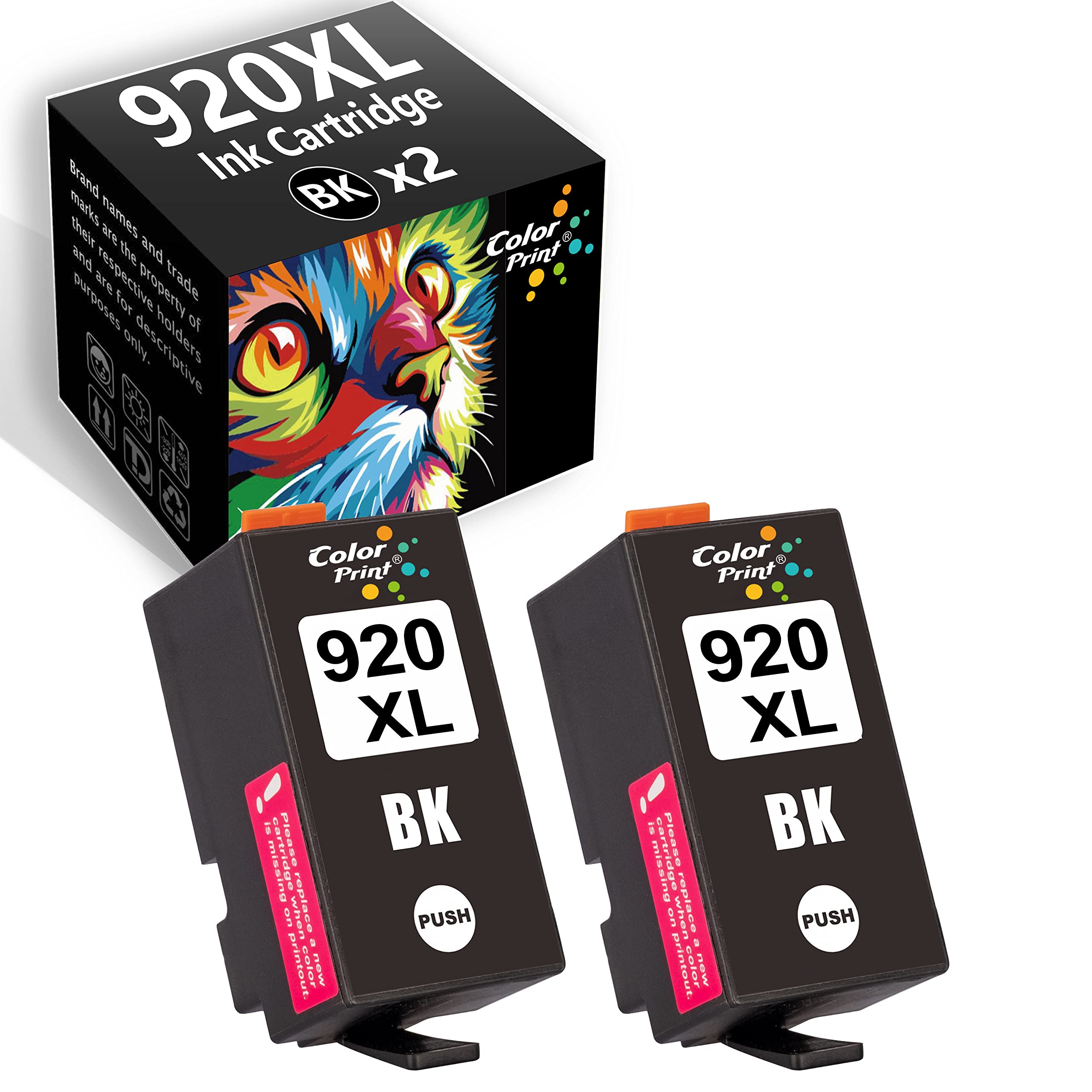 HP 920XL Compatible Ink Cartridge Replacement (2-Pack, CD975AN) - High Yield Black Ink for OfficeJet 6500/6500A/6000/7000/7500/7500A/E709 Printers - Perfect for Home Office, School & Small Business Printing Needs