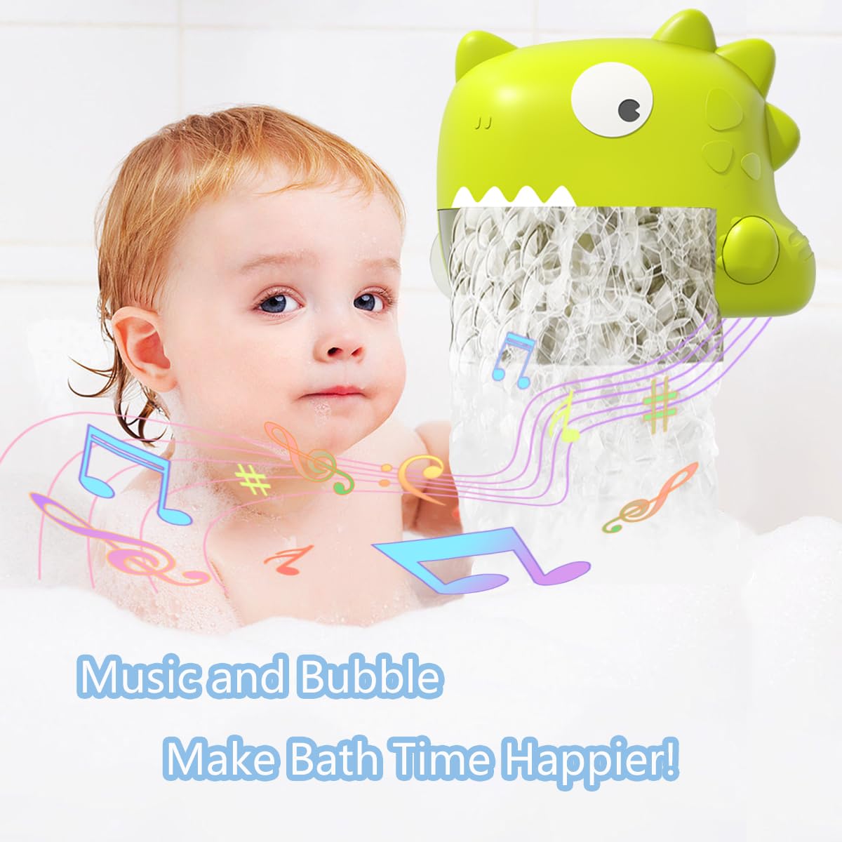 Dinosaur Bath Toys for Toddlers 1-3 Years - Waterproof Bubble Maker with Music | Fun Bathtime Shower Gifts for Boys & Girls