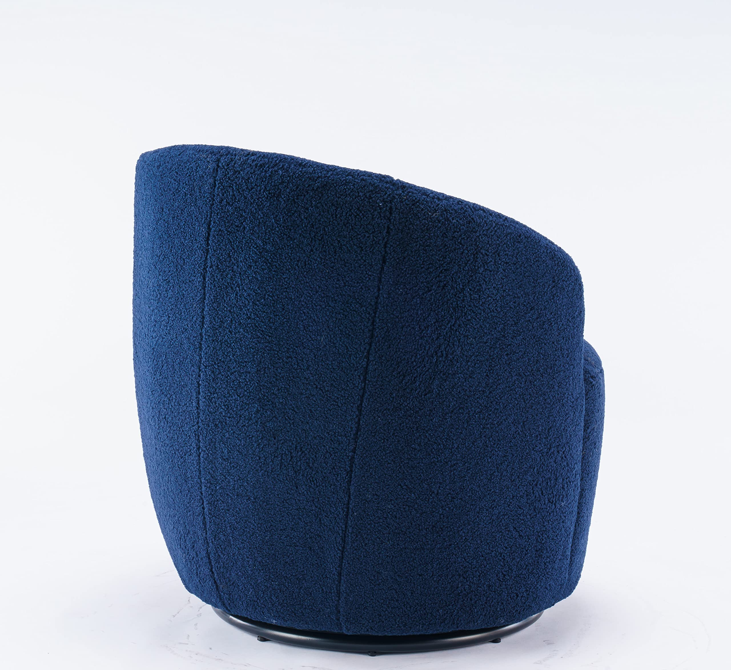 Modern Swivel Barrel Chair with Teddy Fabric - Compact Rotating Accent Armchair for Living Room, Bedroom, Hotel Lounge or Club - Blue - Perfect for Small Spaces, Reading Nooks & Cozy Corners