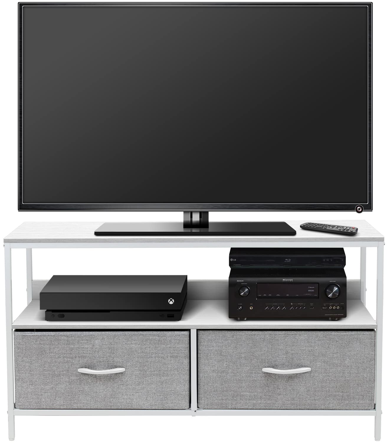 Sorbus TV Stand with 2 Faux Wood Drawers - Modern TV Riser Chest with Storage - Entertainment Center for Living Room, Bedroom, Dorm & Small Spaces - Sturdy TV Console for Flat Screen TVs up to 65