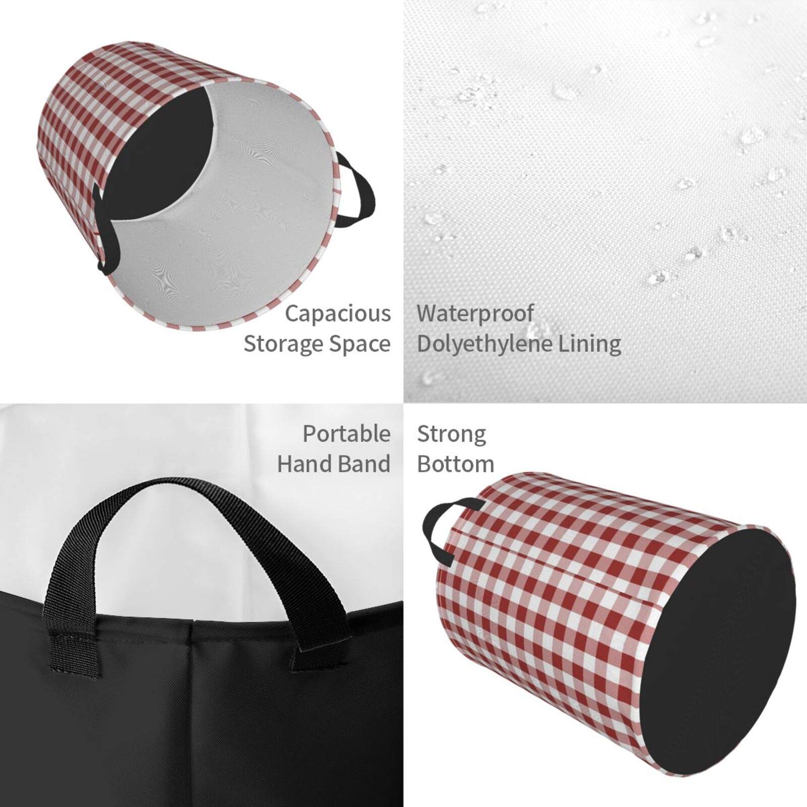 Foruidea Collapsible Red Laundry Basket with Handles - Large Oxford Fabric Clothes Hamper for Home, Office, Dorm - Perfect for Nursery Storage, Gift Basket & Space-Saving Organization