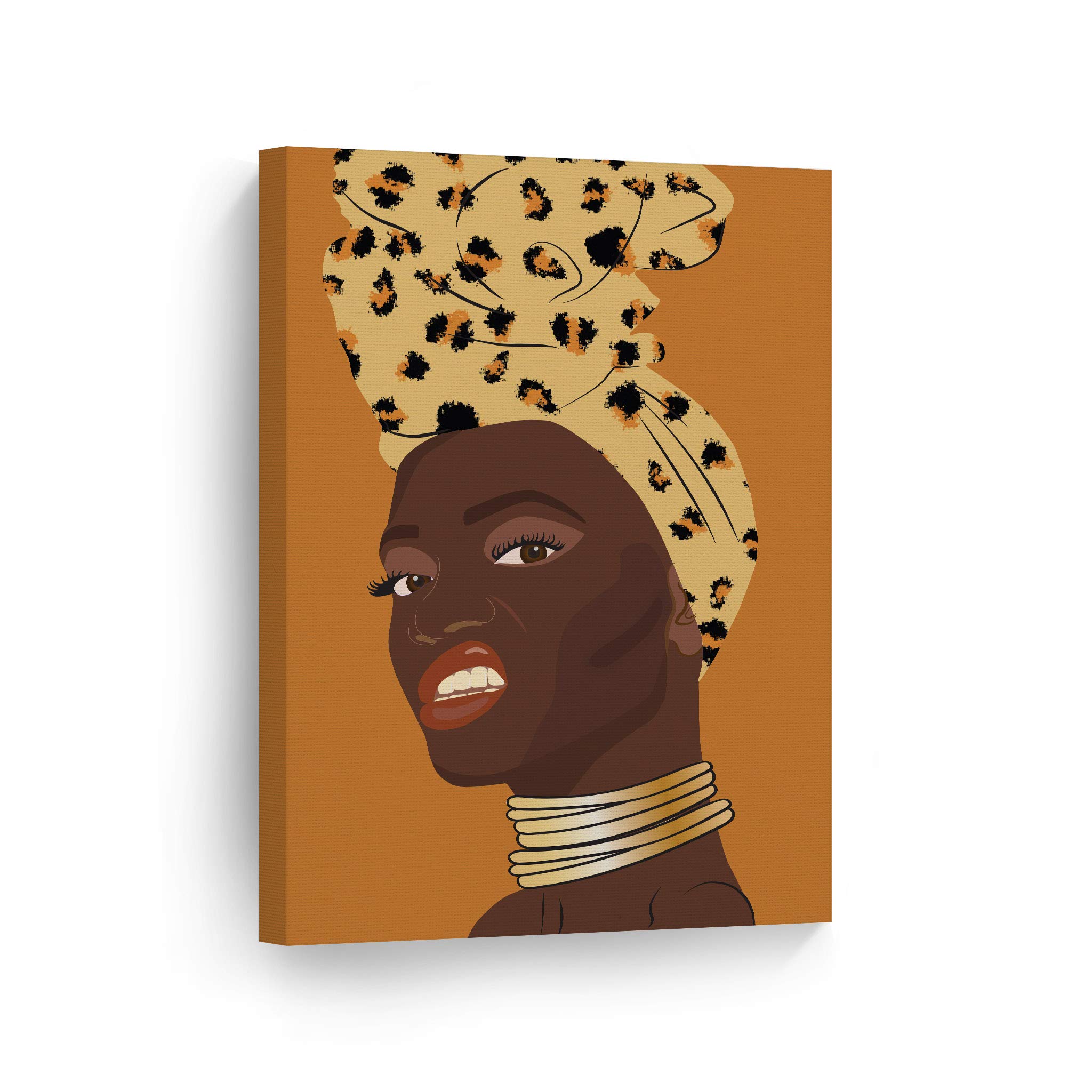 African American Wall Art Canvas Prints - Black Art Wall Decor for Home & Office, African American Black Girl Art, Gold Necklace Wall Decor, 36x24 Inches - Perfect for Living Room, Bedroom & Gallery Display