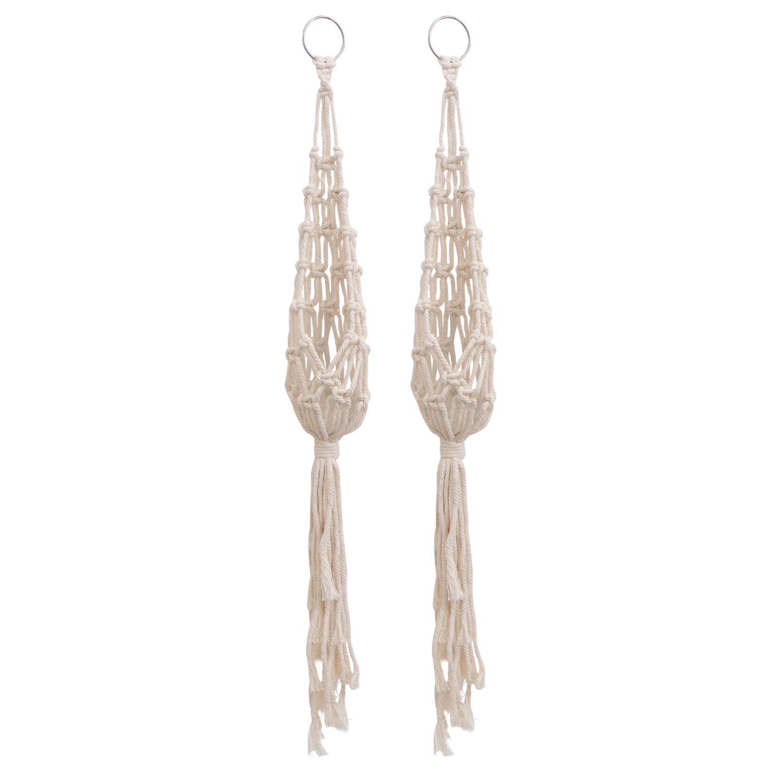 DOITOOL 2-Pack Macrame Plant Hangers - Cotton Rope Wall Hanging Flower Pot Holder, Boho Woven Tapestry Basket Stand for Indoor Plants - Beige | Perfect for Home Decor, Living Room, Bedroom & Boho Style Gardens