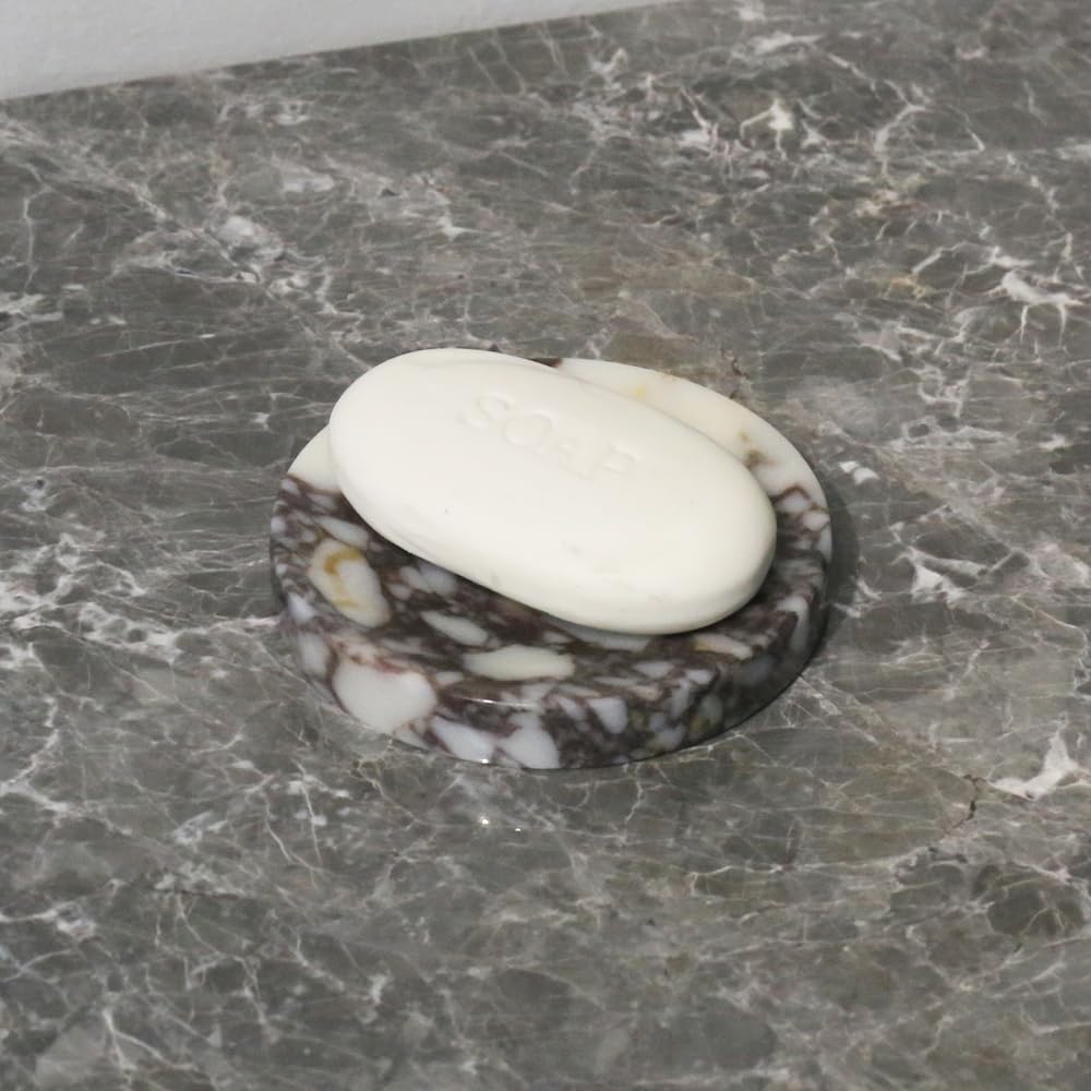 Luxury Natural Marble Soap Dish Tray - Elegant Soap Holder & Trinket Plate for Bathroom Sink, Kitchen Countertop, Bedroom Vanity | Perfect Bathroom Accessory for Spa, Hotel, and Home Decor (Rectangular Design)