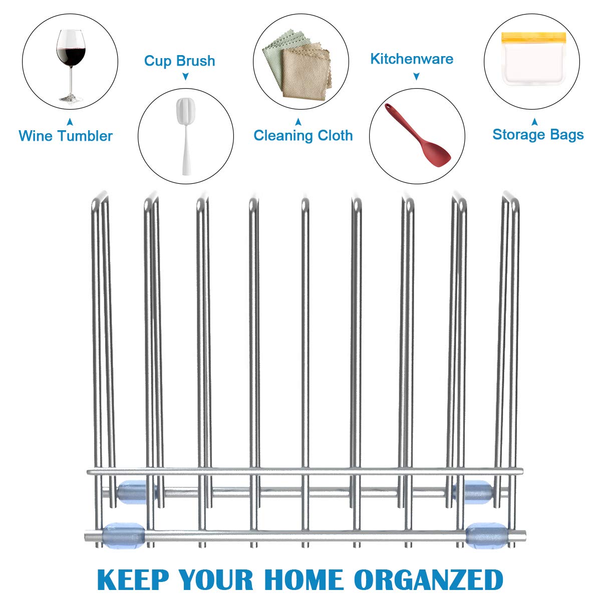 IDEATECH 2 Pack Reusable Storage Bags Rack - Stainless Steel Drying Stand for Food Storage Bags, File Organizer & Desktop Shelf (Silver) - Perfect for Kitchen, Office & Home Organization