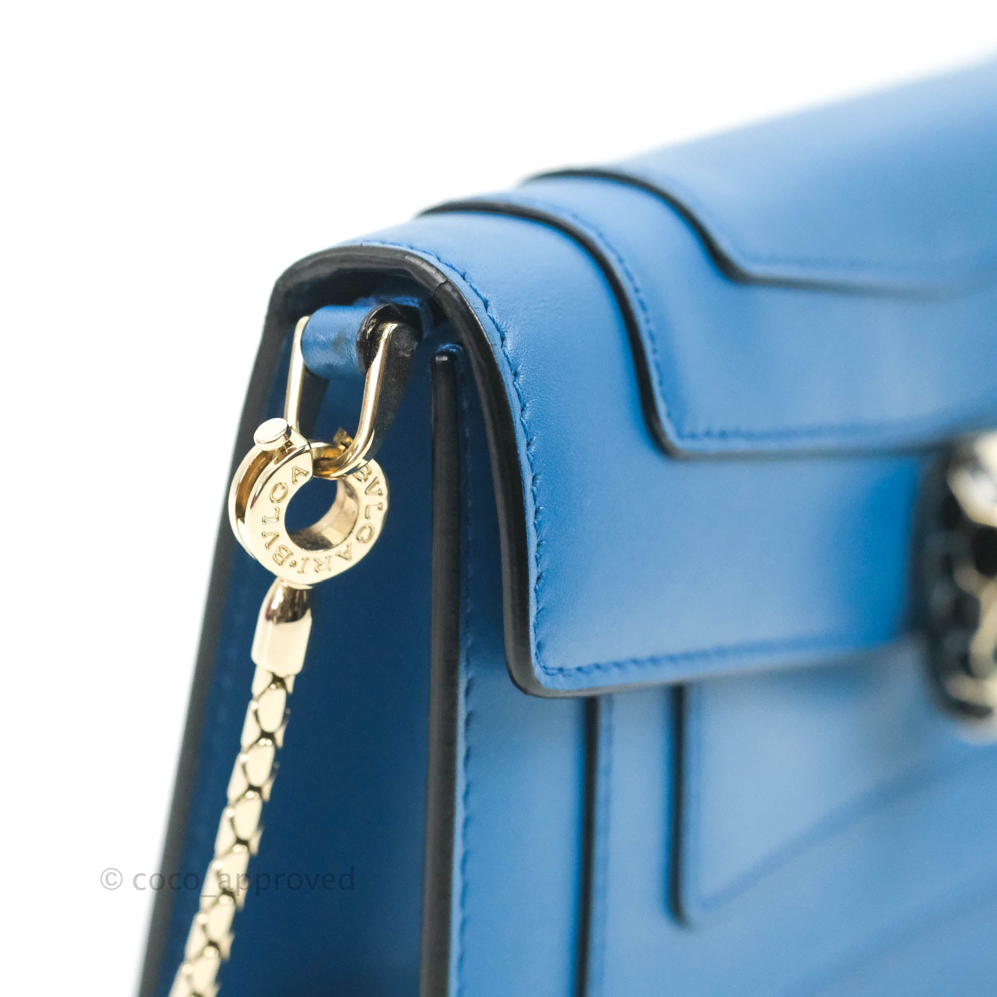 Bvlgari Serpenti Forever Mini Bag in Blue with Gold Hardware - Luxury Crossbody Bag for Women, Perfect for Evening Events & Date Nights