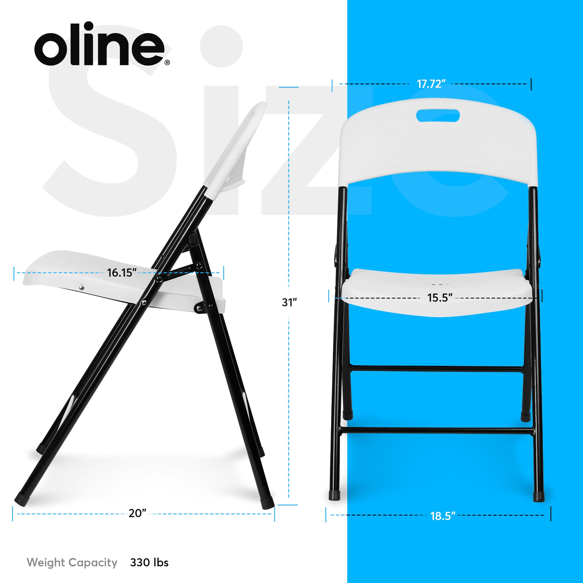 Commercial Stackable Folding Chairs - 6 Pack White Plastic Indoor/Outdoor Chairs for Office, Wedding, Party, Picnic & Dining - 350lb Capacity | Perfect for Events, Restaurants & Home Use