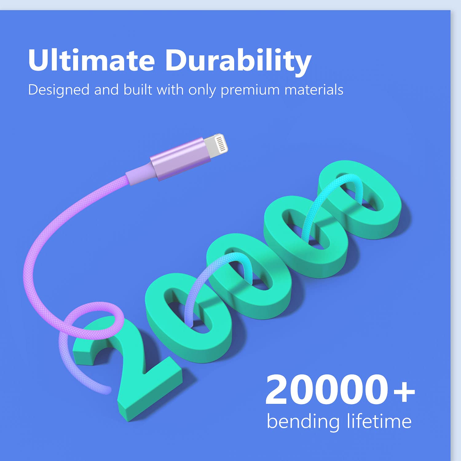 MFi Certified Lightning Cable - Durable Nylon Braided iPhone Charger (3.3ft/1m) USB A to Lightning Cable for iPhone 14/13/12/11/X/8 & More - Fast Charging & Data Sync - Perfect for Home, Office & Travel (Blue)