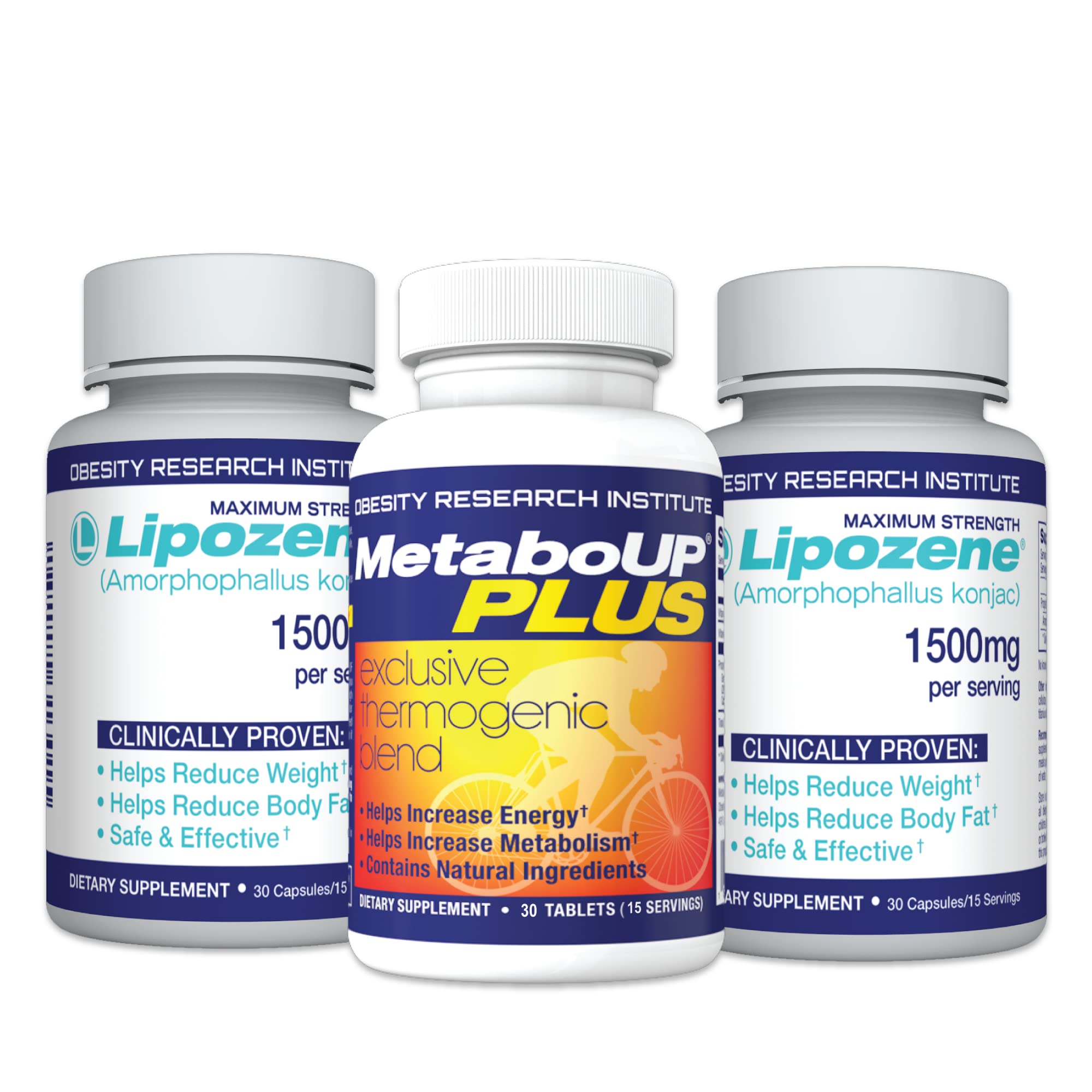 Lipozene Weight Loss Pills - 2 Bottles (30 Capsules Each) + MetaboUp Plus (30 Count) | Natural Fat Burner & Metabolism Booster for Women & Men | Supports Healthy Weight Management at Home or Gym