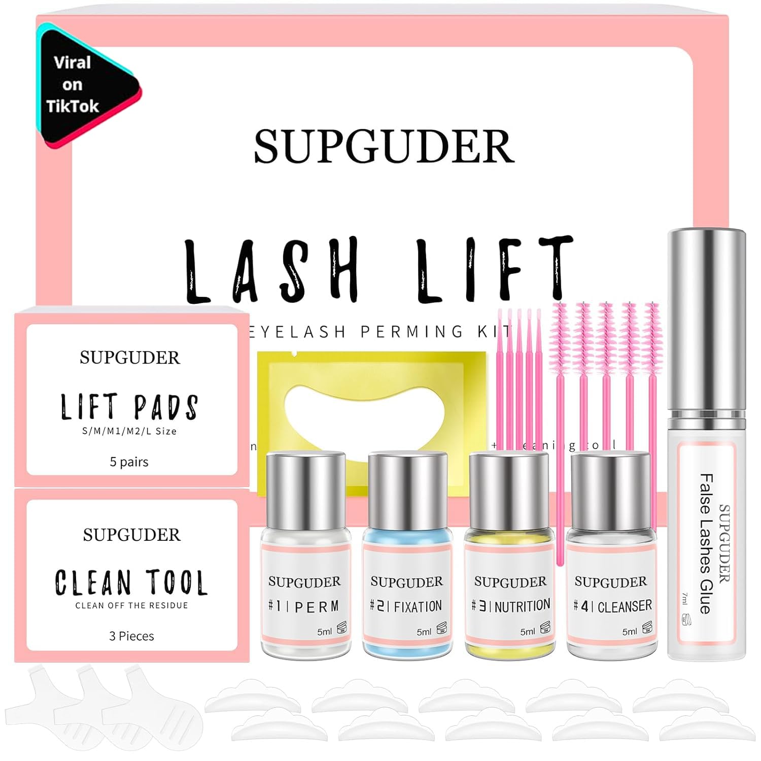SUPGUDER Professional 2025 Lash Lift Kit - Eyelash Perm & Curling Extension Set with Tools for Salon & Home Use - Perfect for DIY Lash Lifting & Professional Styling