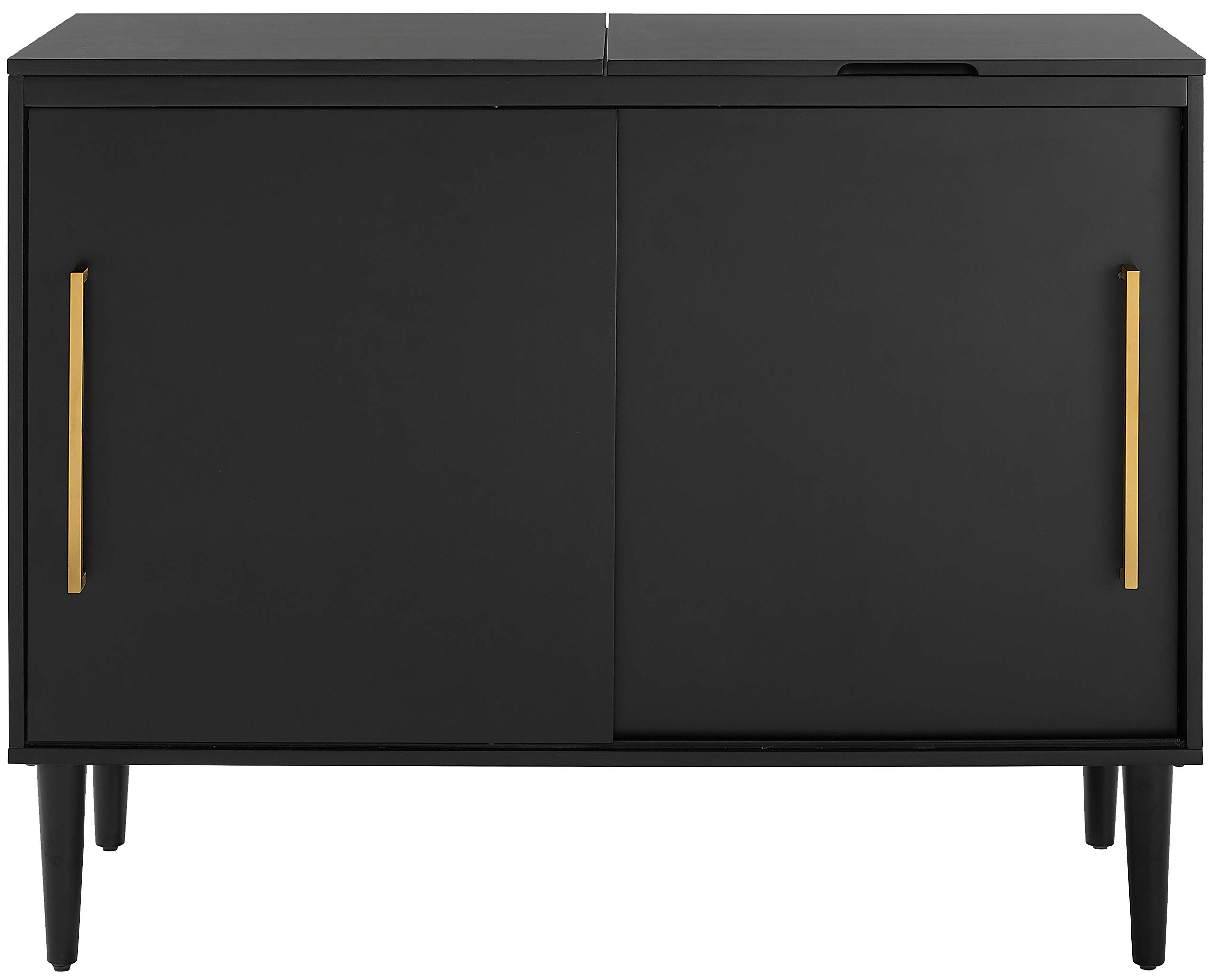 Crosley Everett Media Console & Vinyl Record Player Stand with Storage - Matte Black | Perfect for Living Room, Home Theater & Vinyl Record Collection Display