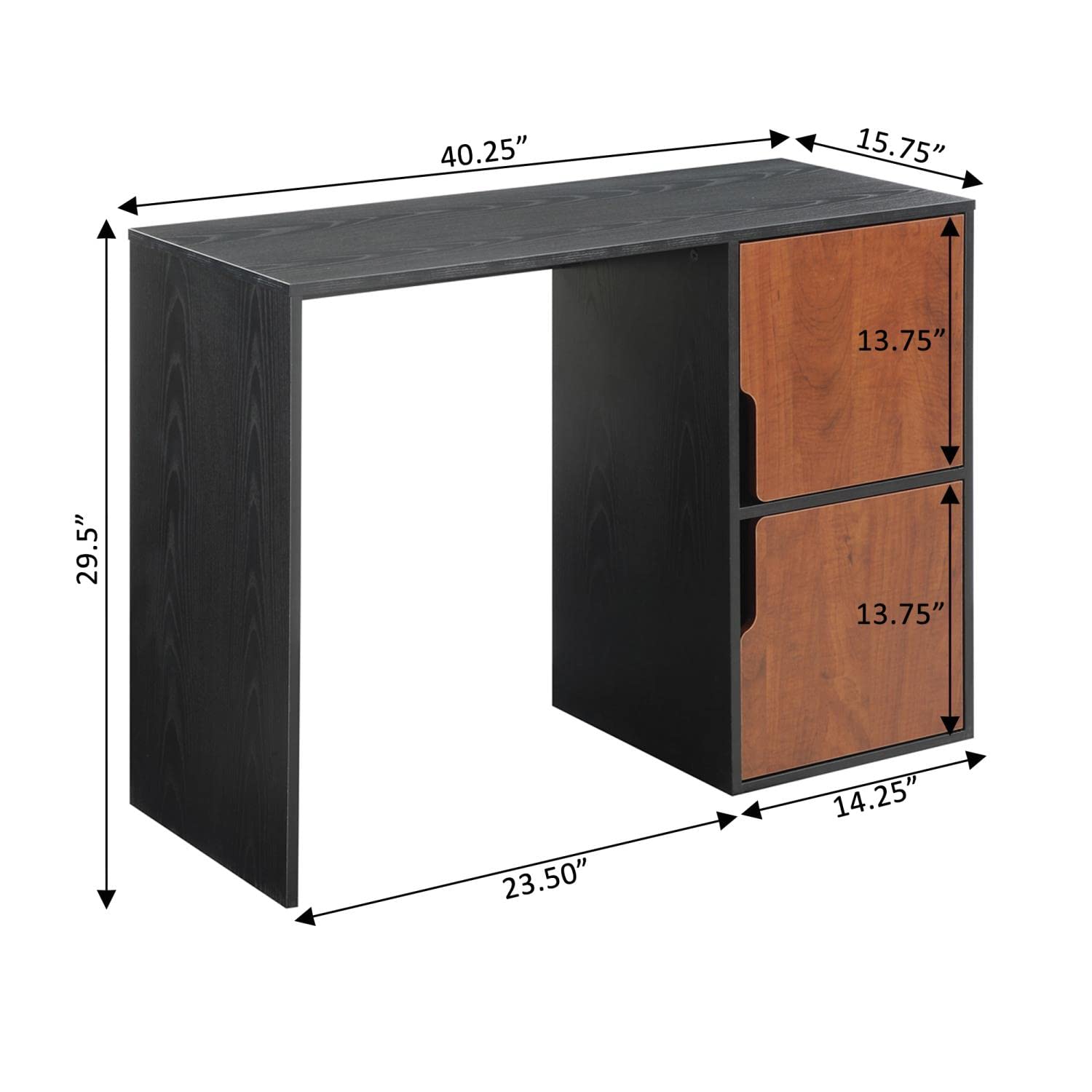 Convenience Concepts Designs2Go Student Desk with Storage Cabinets - Black & Cherry Finish, Compact Study Desk for Small Spaces, Perfect for Dorm Rooms, Home Office & Online Learning