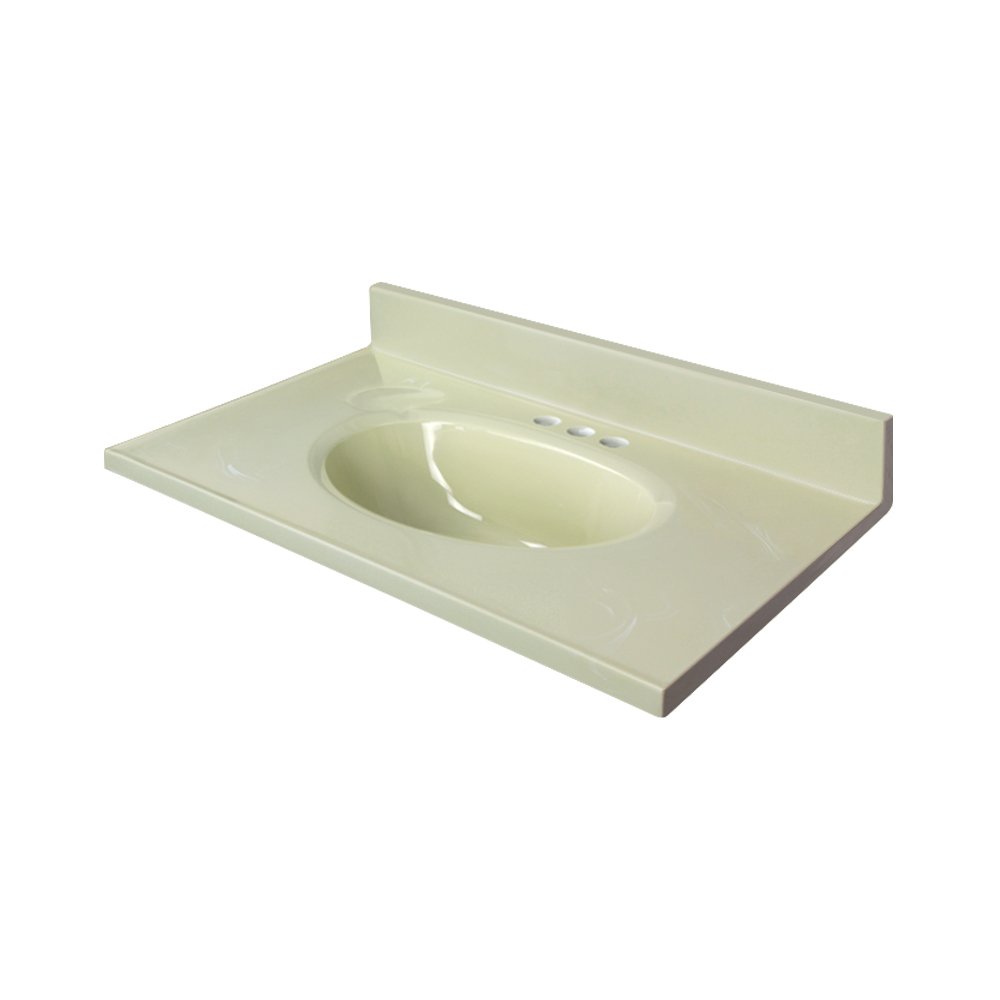 Transolid 1409-7222 31-inch x 19-inch White Cultured Marble Bathroom Vanity Top with Bone Base - Perfect for Modern Bathroom Renovations and Spa-Like Home Upgrades