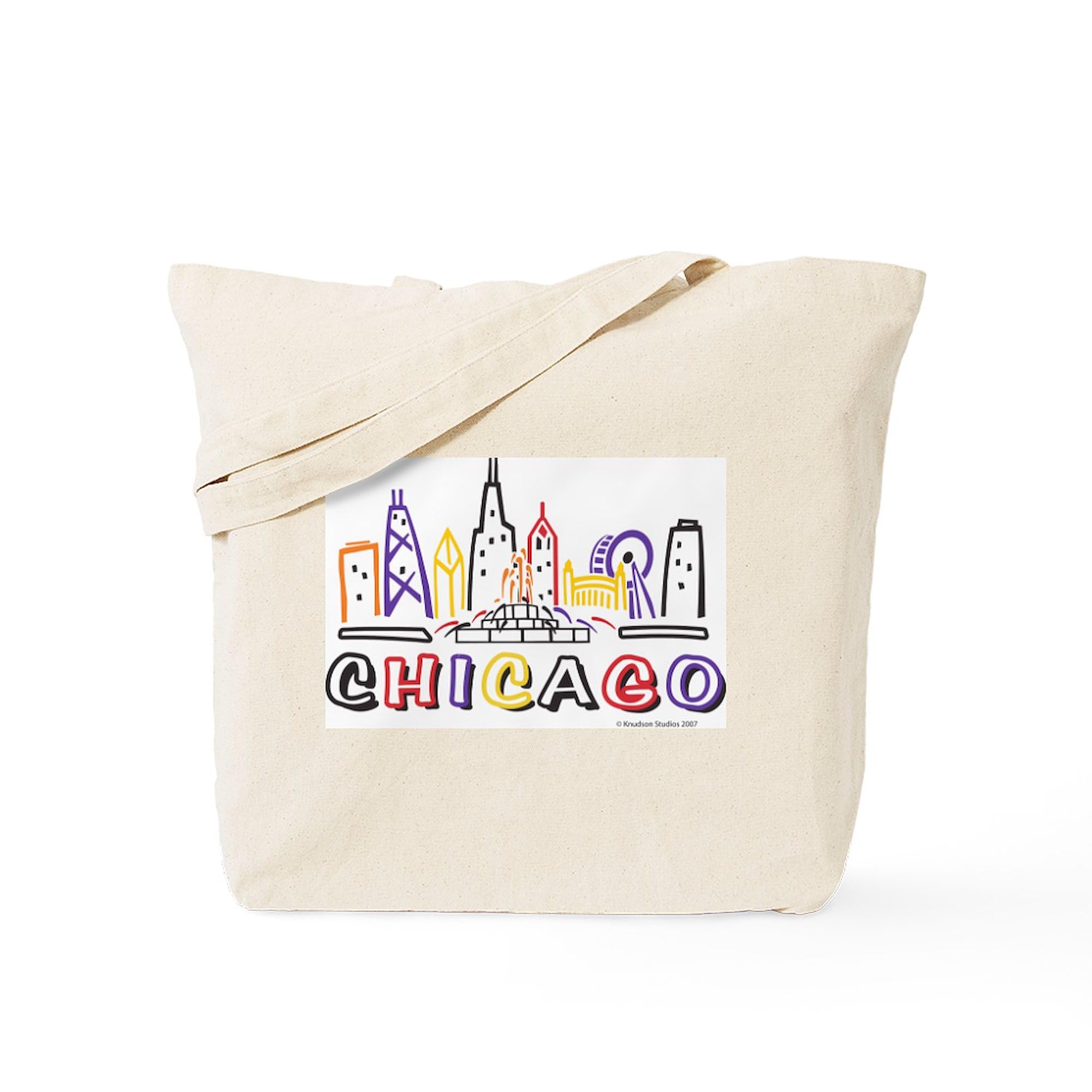 Stylish Chicago Skyline Tote Bag - Natural Canvas Reusable Shopping Bag for Groceries, Beach & Daily Use | Eco-Friendly & Durable