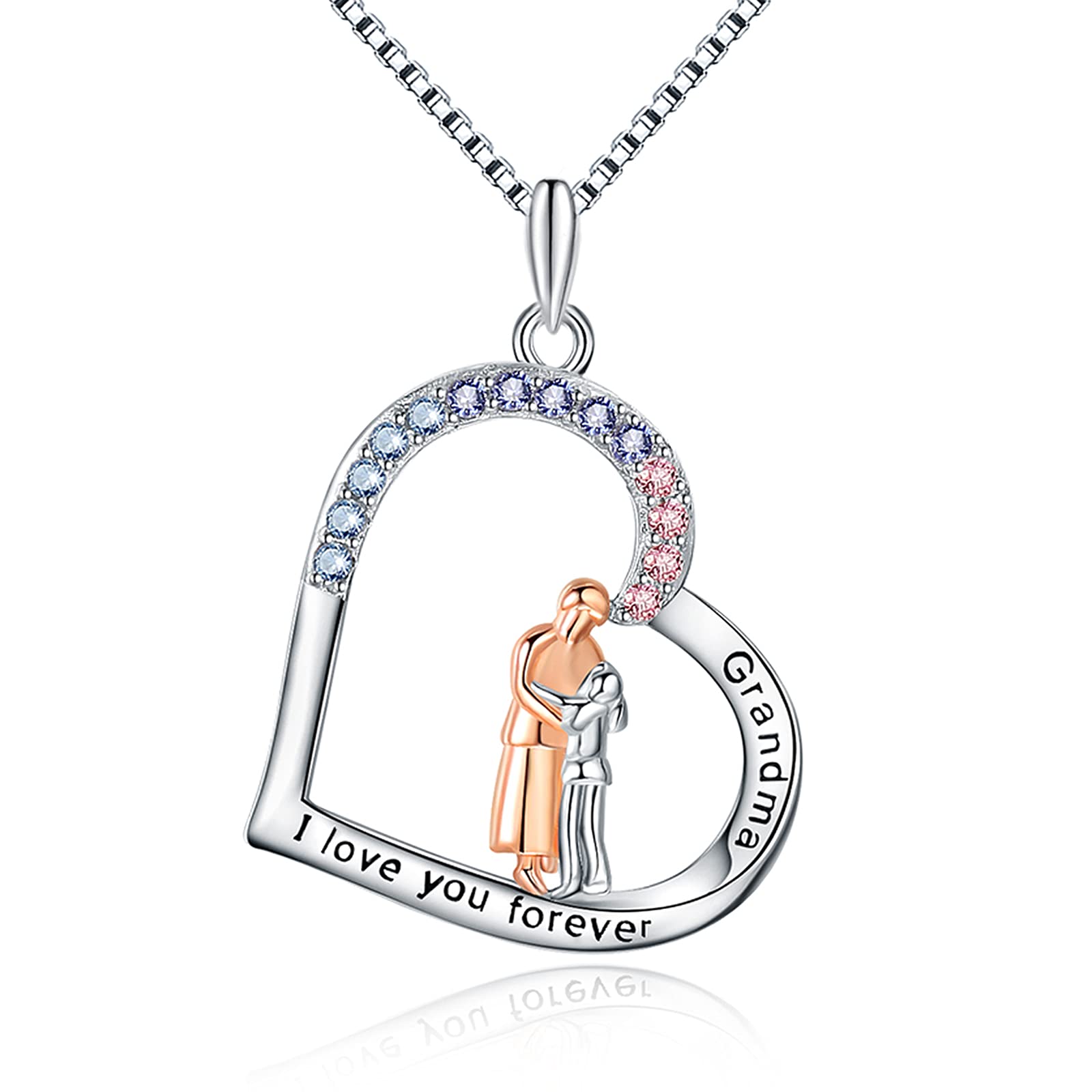 Sterling Silver Heart Necklace - Forever Love Gift for Grandma & Mom - Birthday & Mother's Day Jewelry