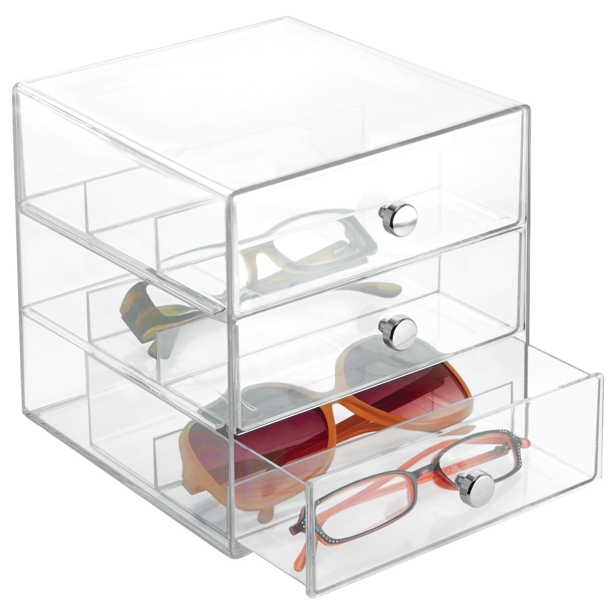 iDesign Plastic 3-Tier Drawer Vanity Organizer - Clear Bathroom Countertop Storage for Makeup, Jewelry & Small Items (7