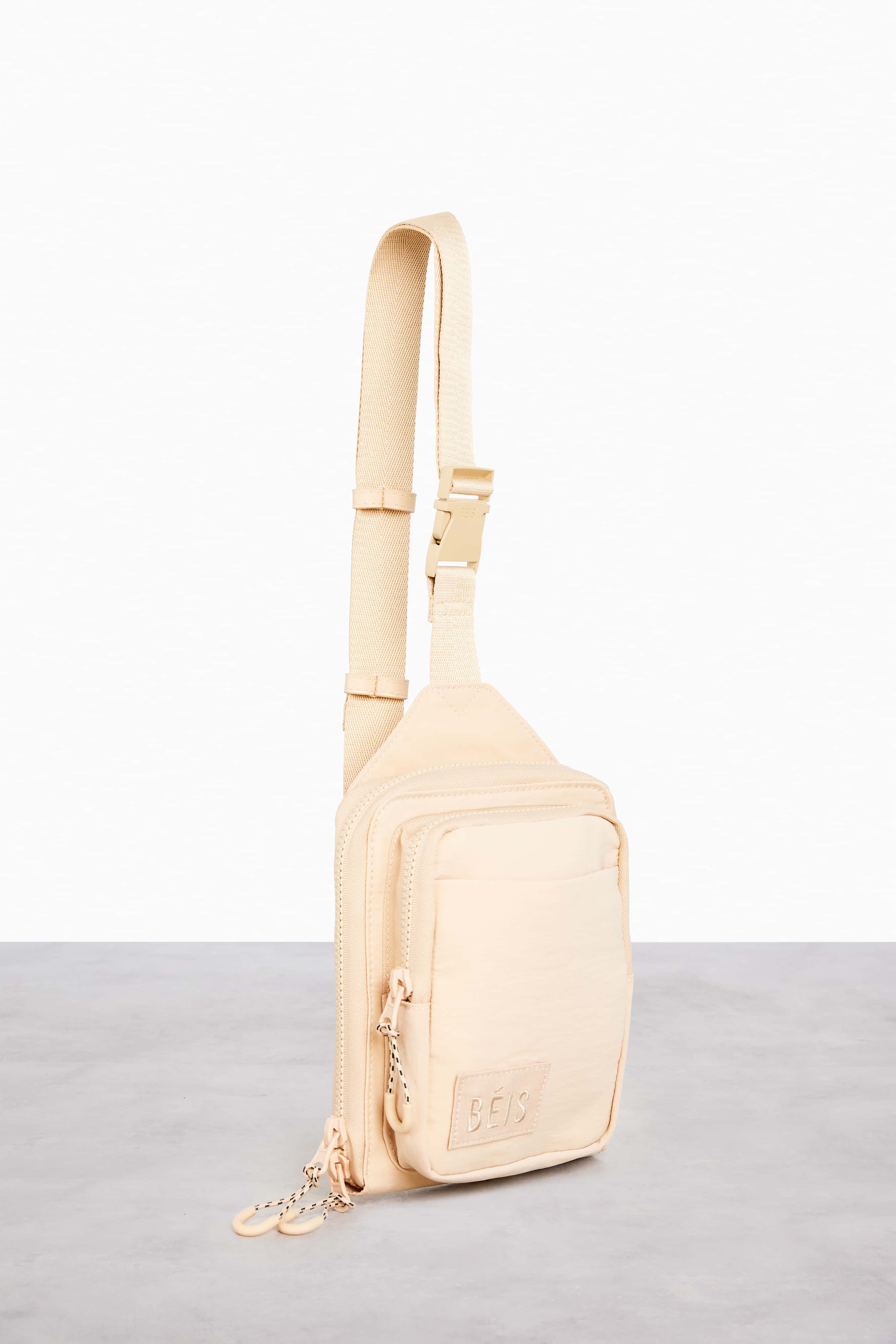 Premium Beige Sport Sling Bag - Lightweight & Durable Crossbody Bag for Running, Hiking & Travel - Hands-Free Convenience for Active Lifestyles