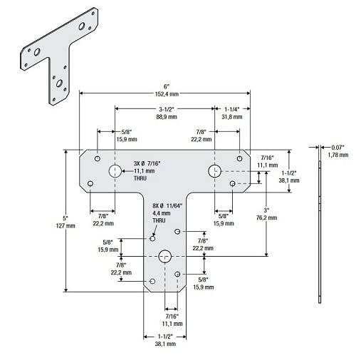 National Hardware N266-471 1161BC Black T Plates, 6